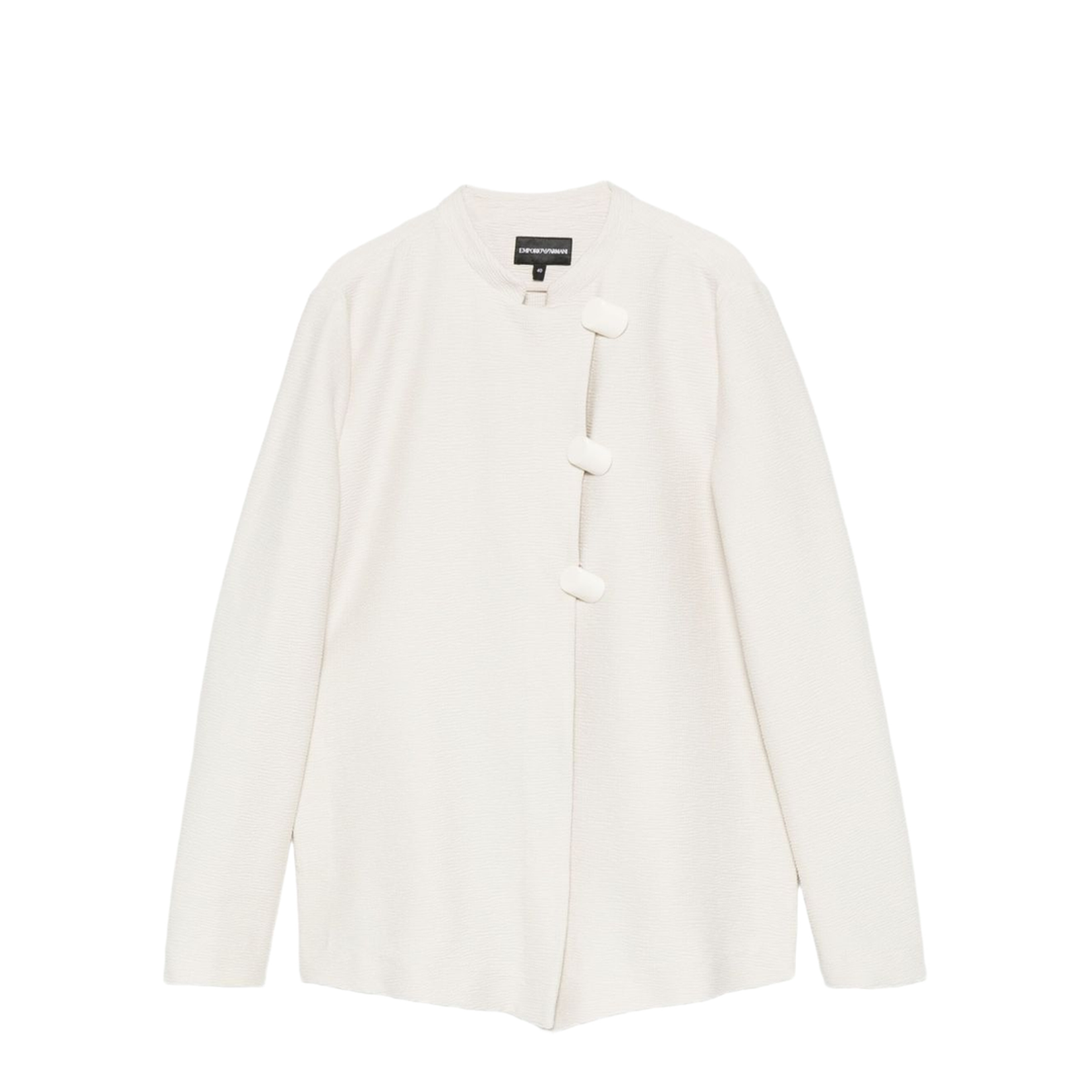 Ivory Button Fastening Round Neck Long Sleeves - Image 1