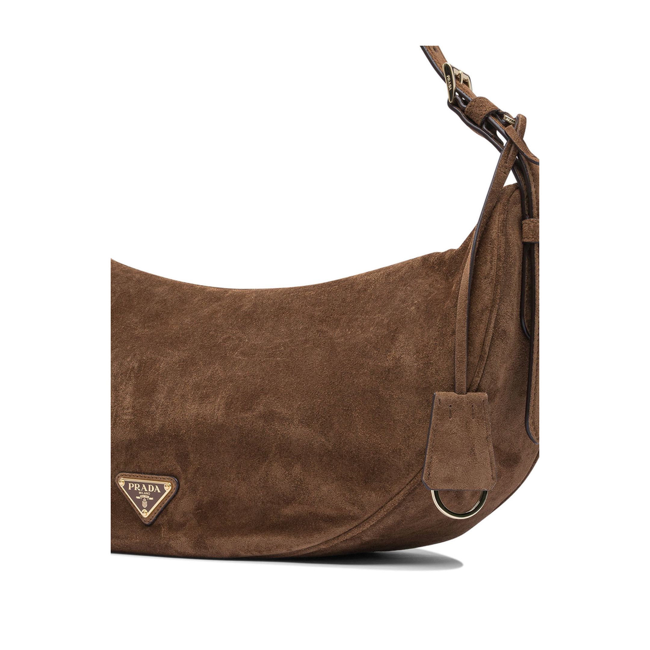 Demi-Lune Large Suede Shoulder Bag - Cocoa Brown - Image 4