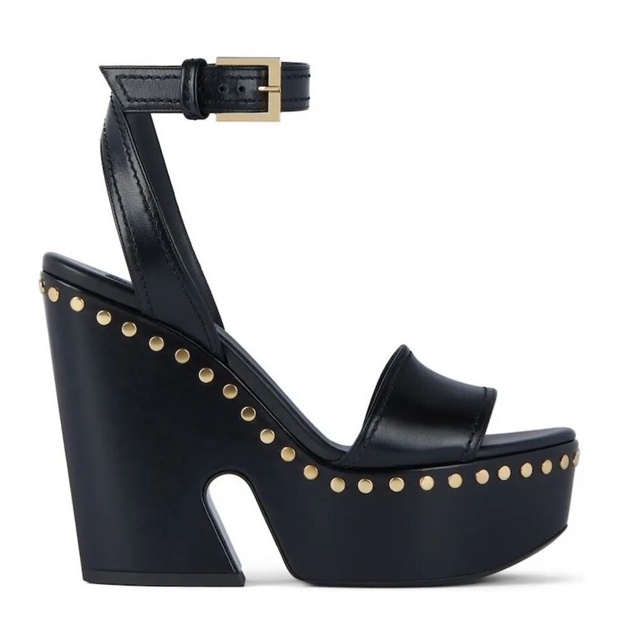 Clog Leather Platform Sandals with Studs Detail - Image 1