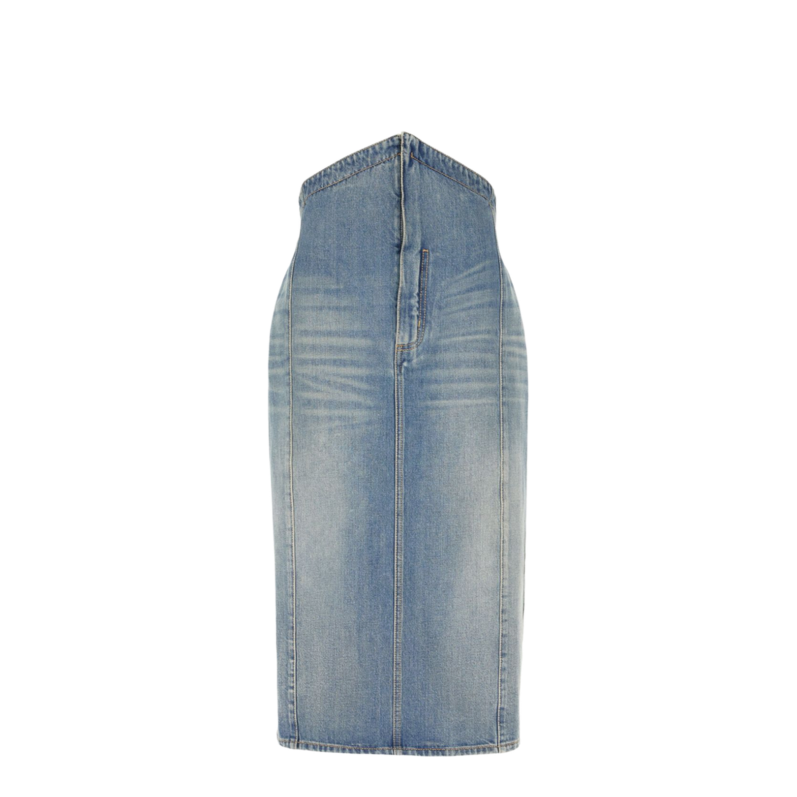 Fold Over Waist Denim Skirt Stone Washed - Image 1