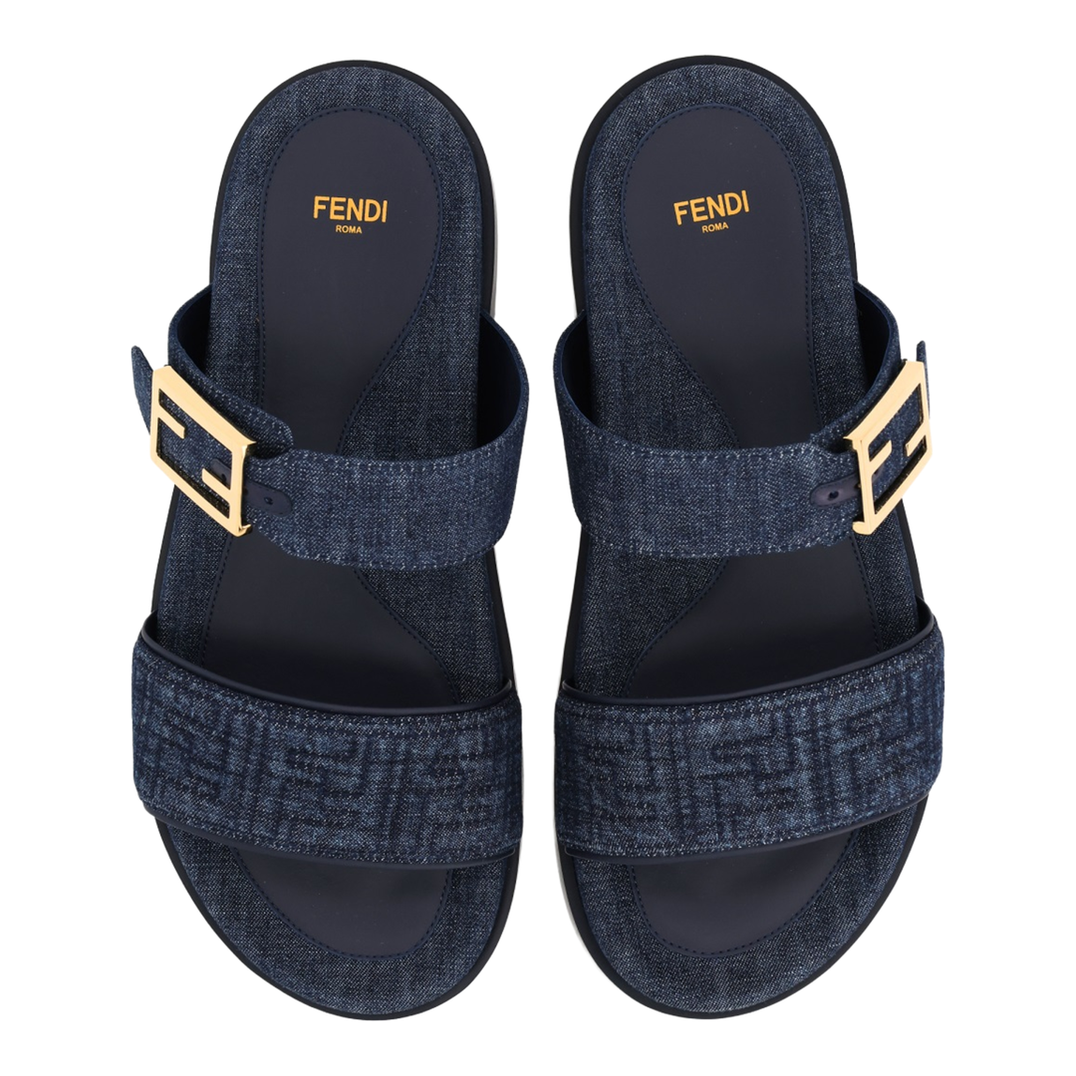 Dark Blue Denim Fabric Slides - Image 5