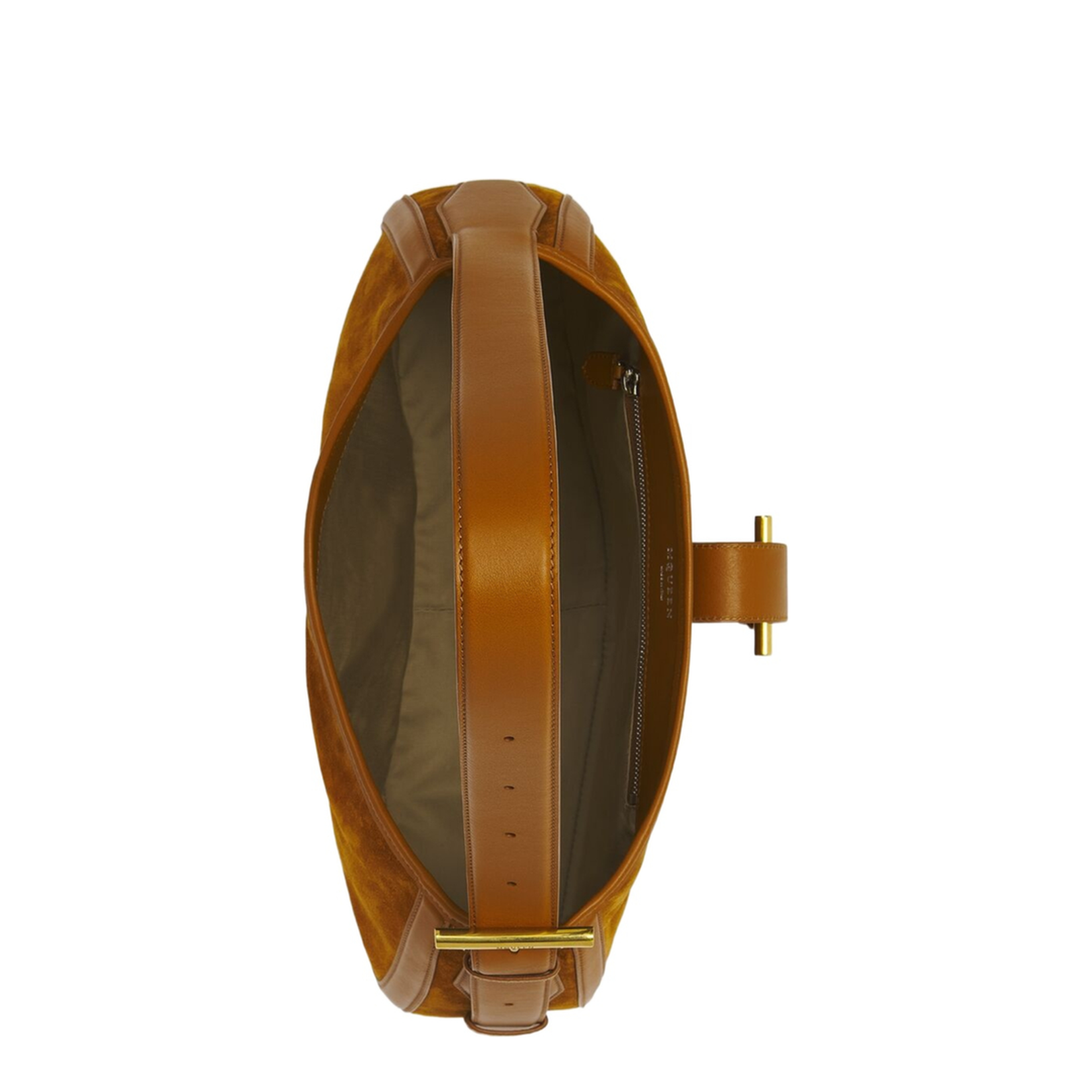 Adjustable Leather Shoulder Bag with Vintage Gold Metal T-Bar Closure - Image 5