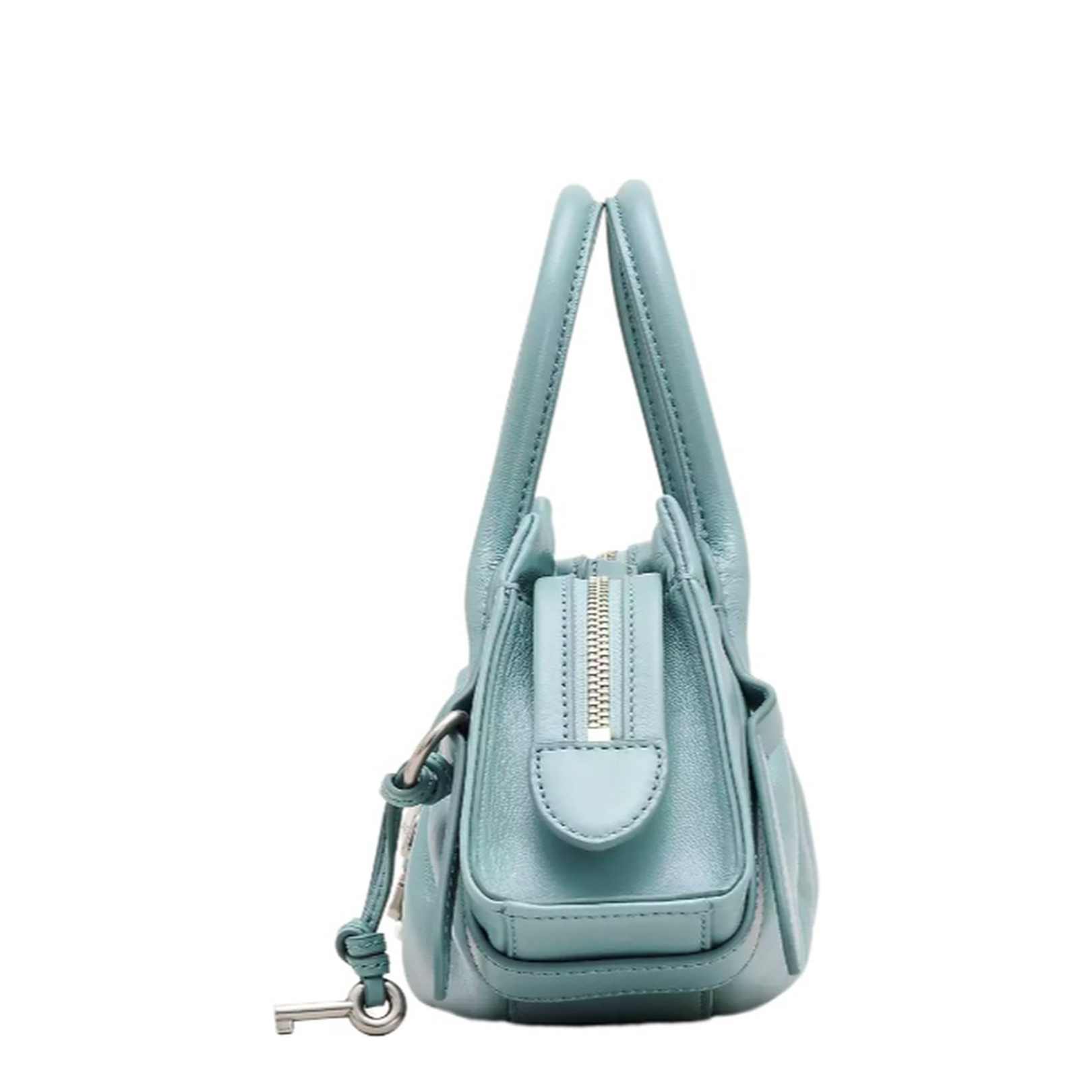 The Satchel Small Leather Handbag Blue - Image 2