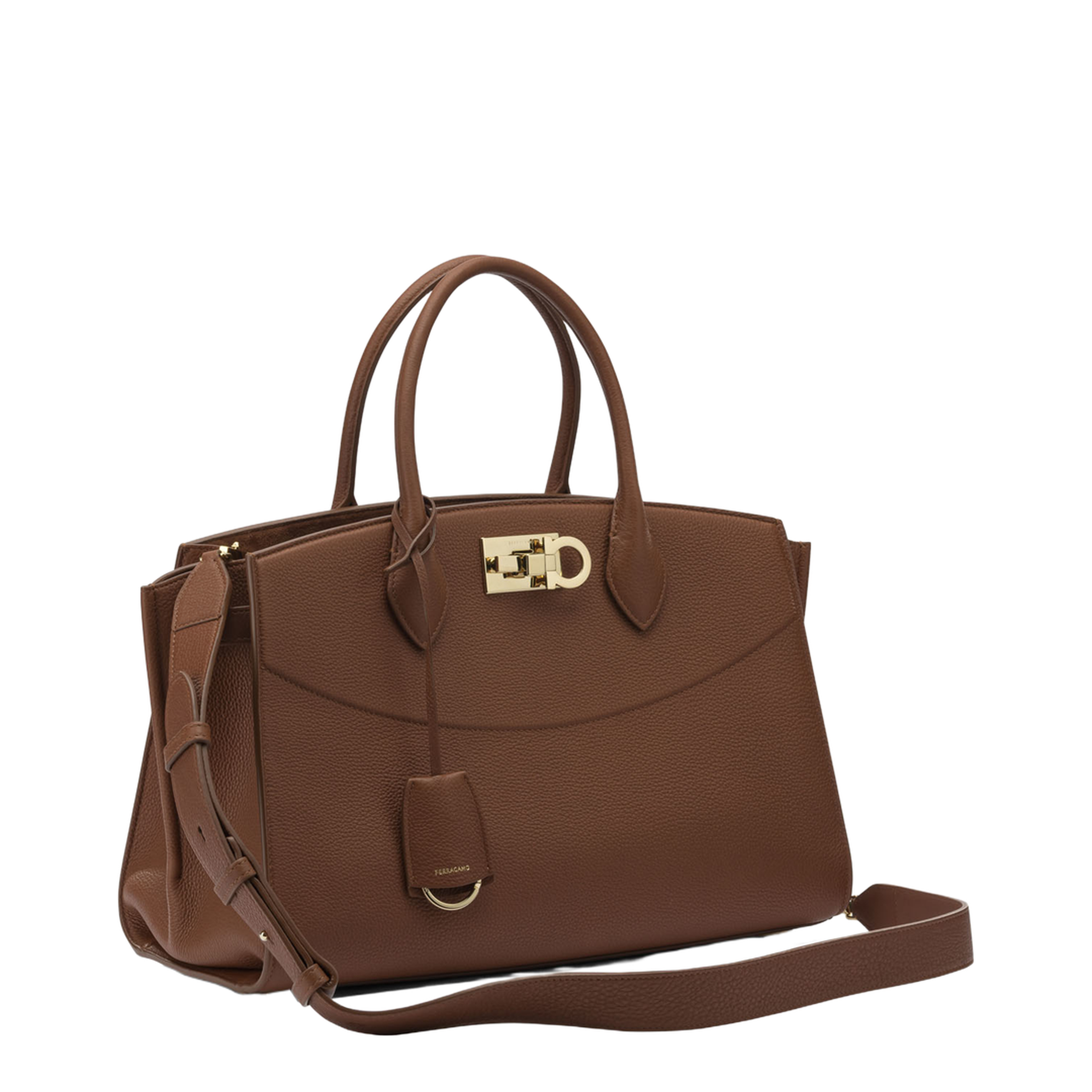 Studio Soft Large Calfskin Top-Handle Bag - New Cognac - Image 1