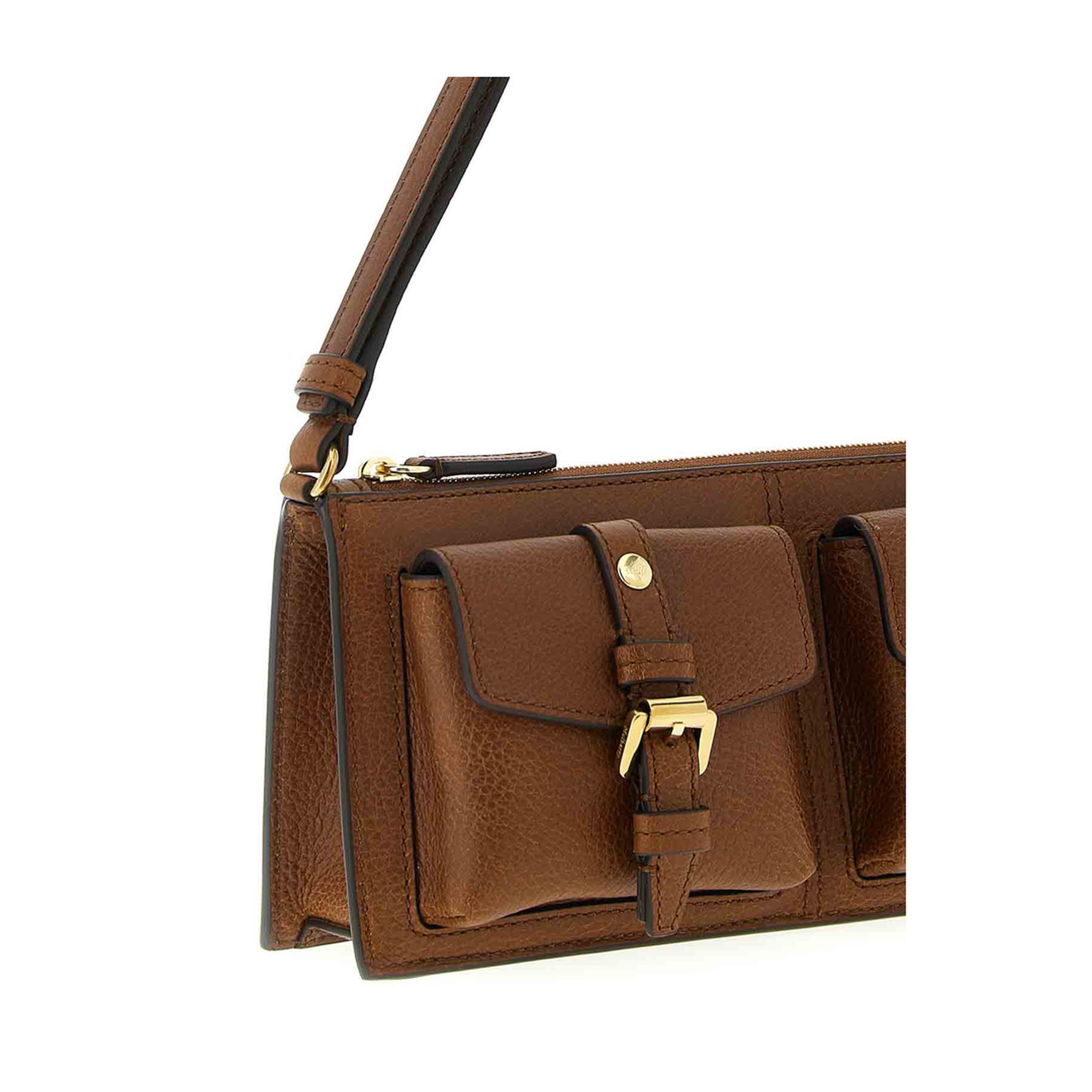 Roxanne Mini Hammered Leather Shoulder Bag - Oak - Image 2