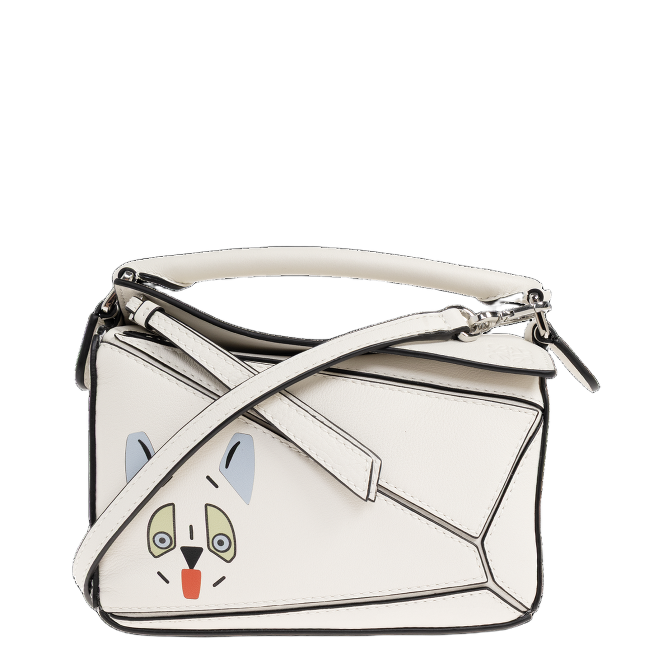 Futurist Cat Puzzle Mini Crossbody Bag - White - Image 1