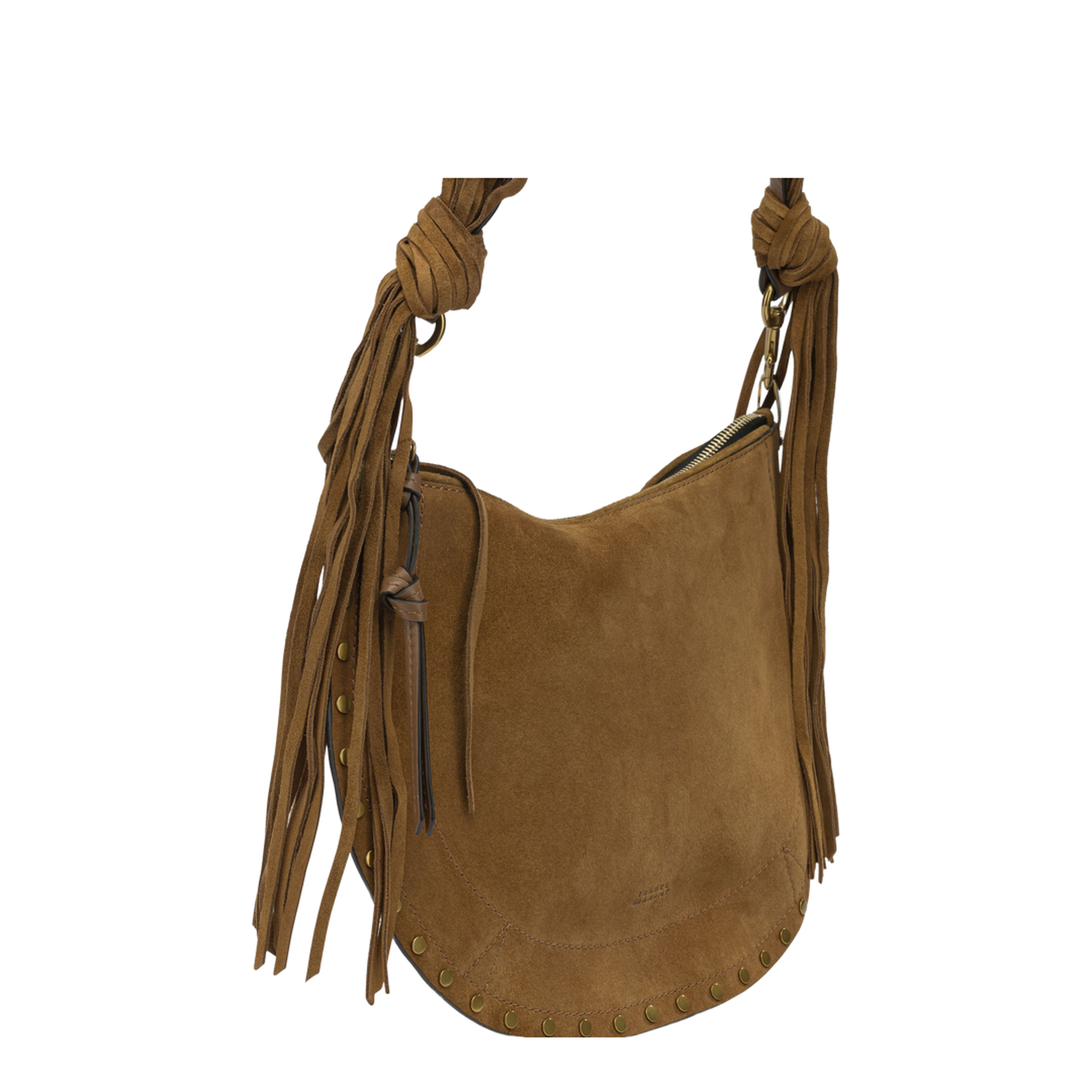 Oskan Soft Zip Medium Braided Suede Calfskin Leather Shoulder Bag - Cognac - Image 4