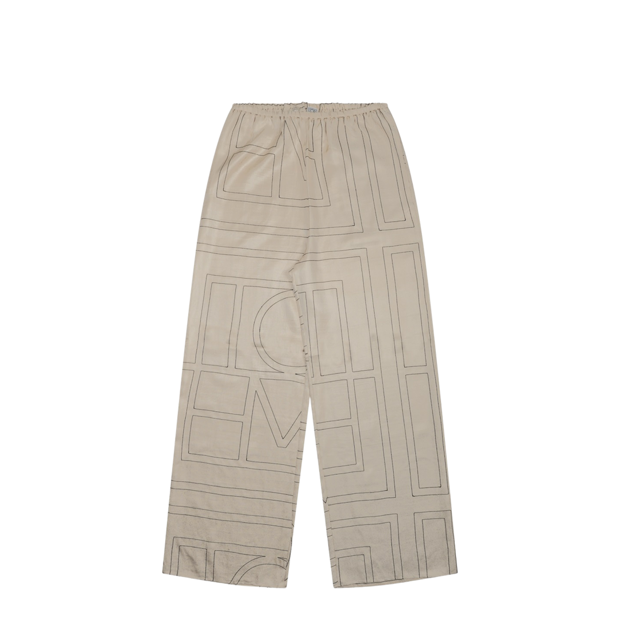 White Pants with All-Over Monogram in Silk - Image 2