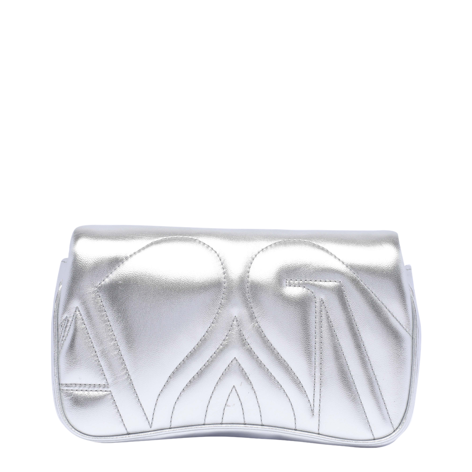 The Mini Seal Mini Lambskin Shoulder Bag - Silver Leather - Image 3