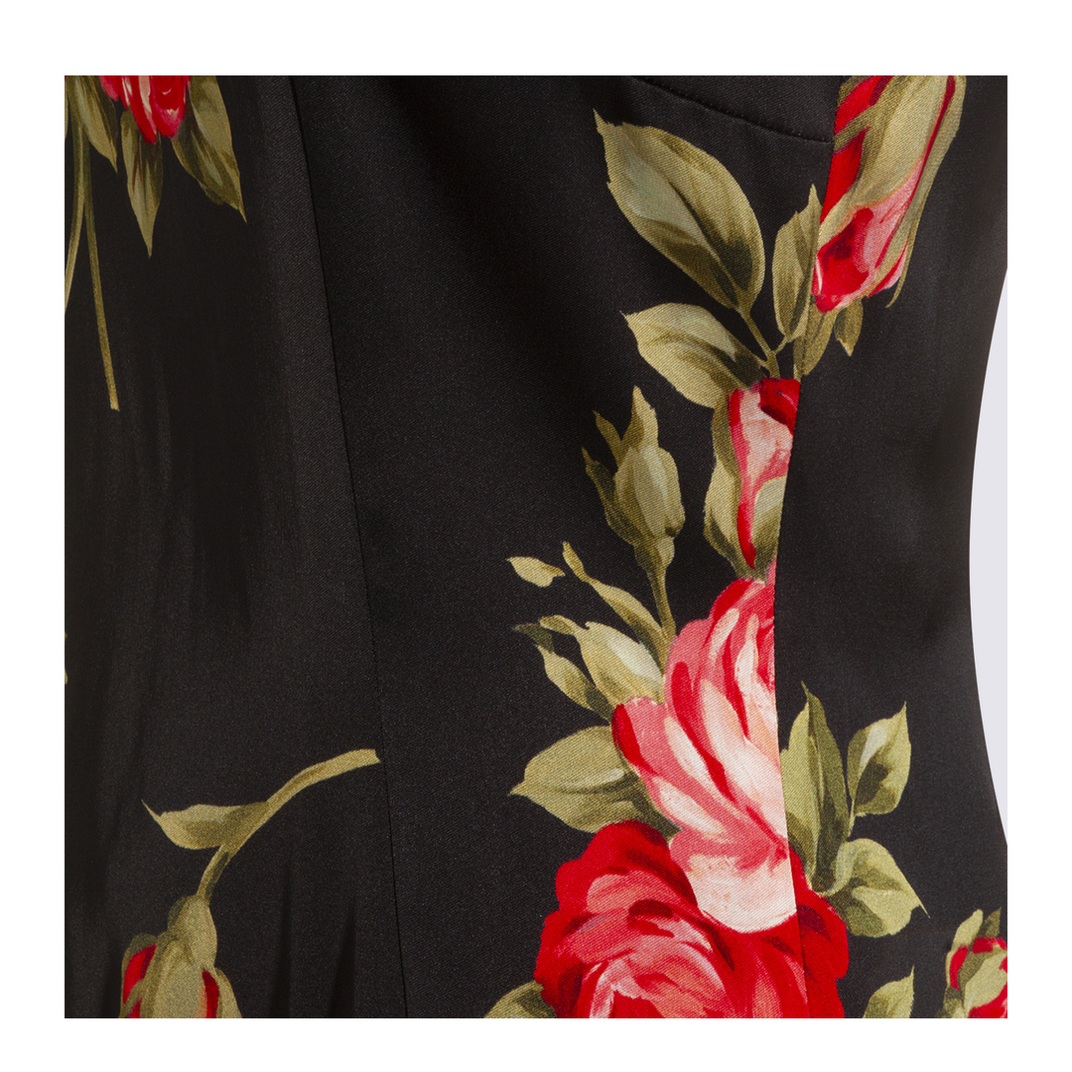 Bouquet Rose Print Satin Midi Dress - Image 8
