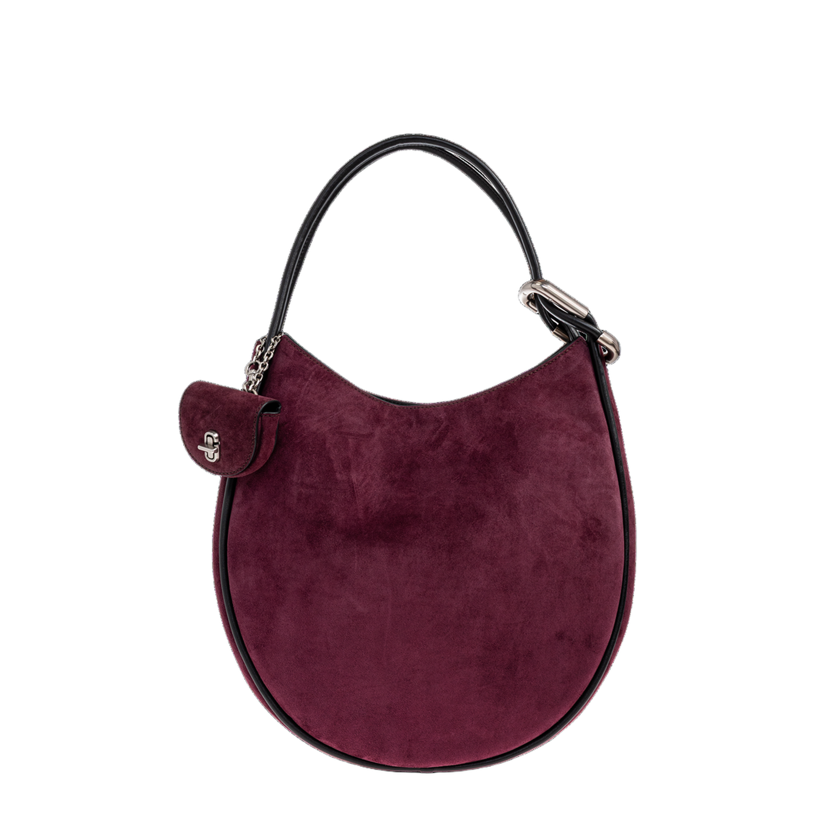 The Suede Large Dual Hobo Bag Dark Plum - Image 1