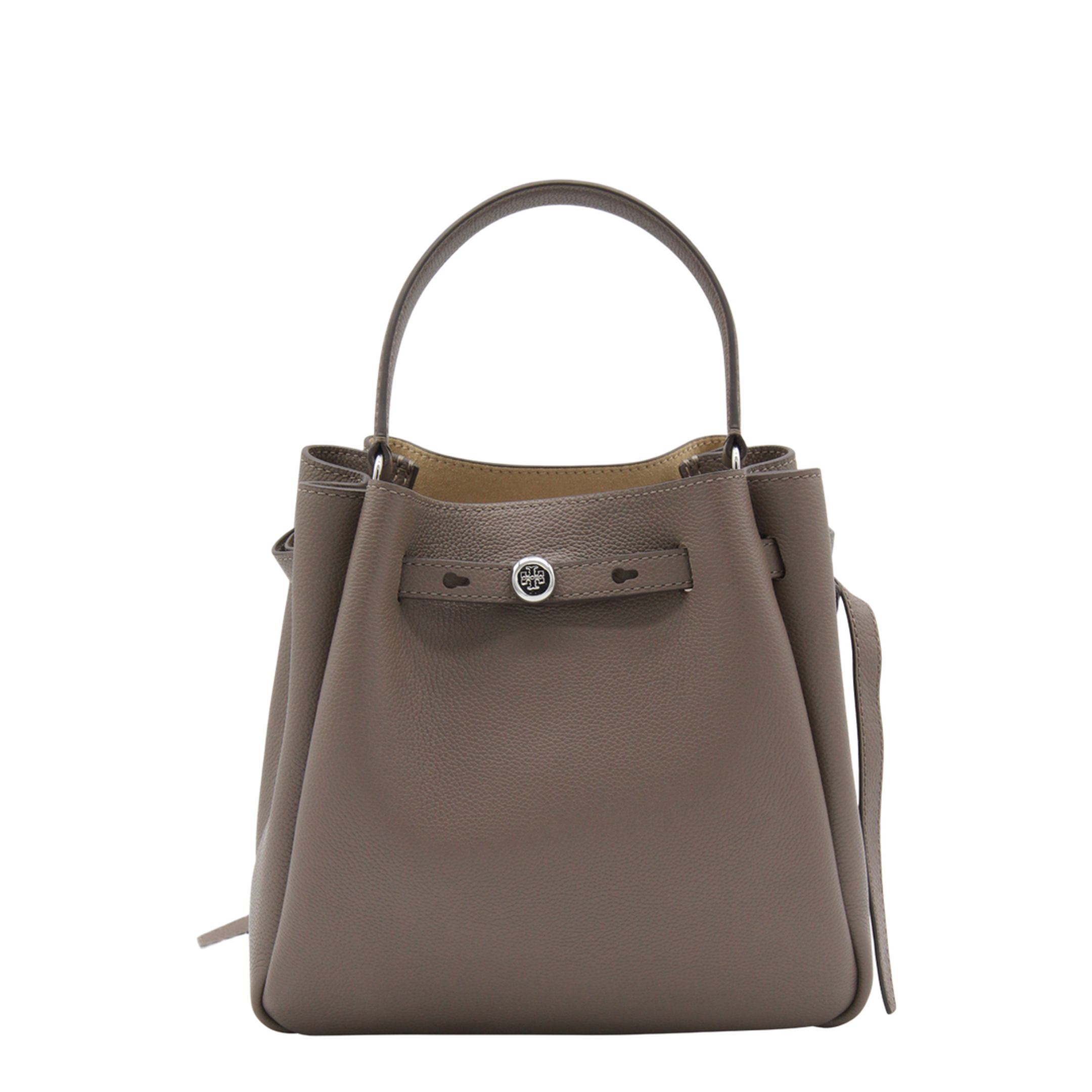Romy Pebbled Leather Bucket Bag - Soft Cement - Image 2