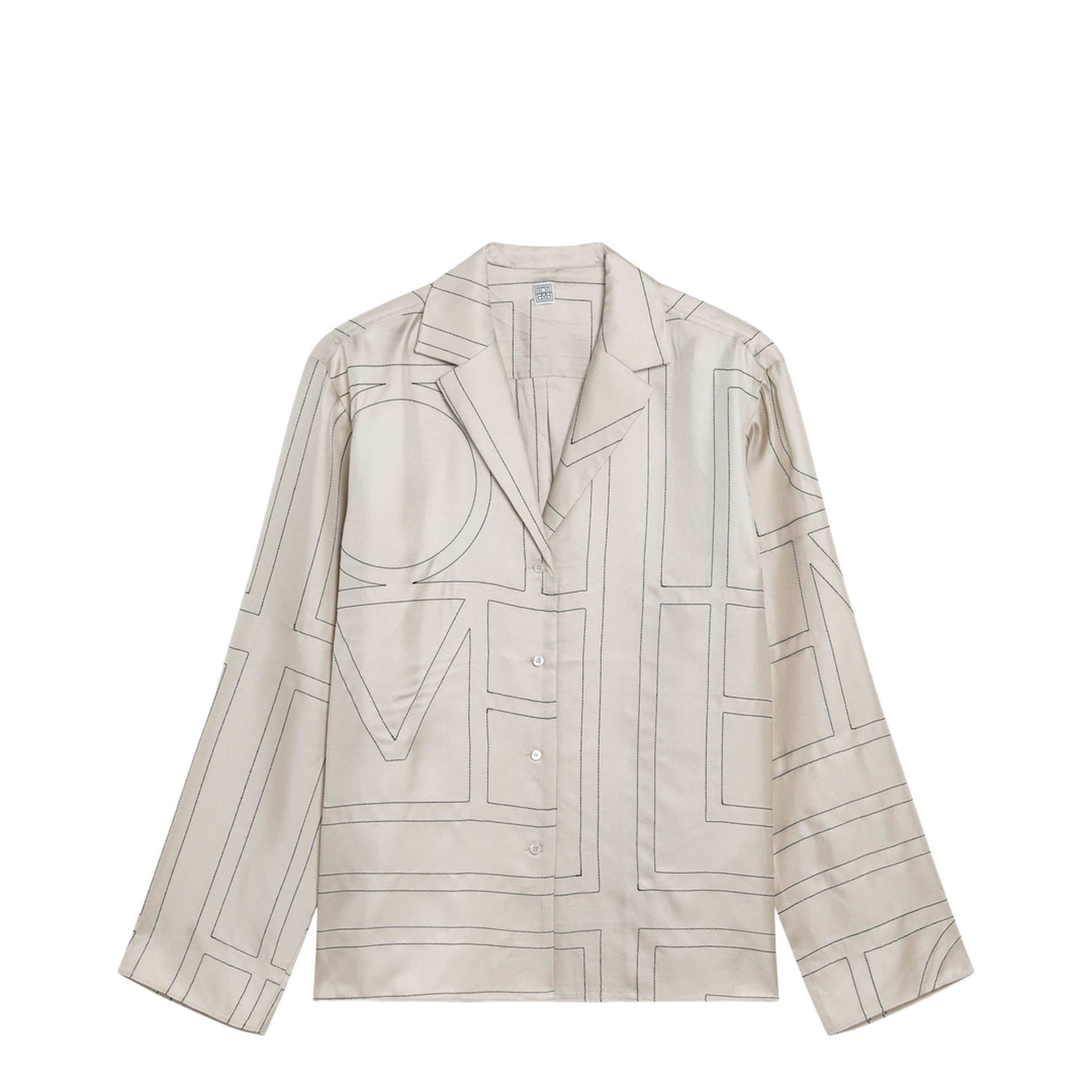 Ivory Silk Shirt with Monogram - Image 1