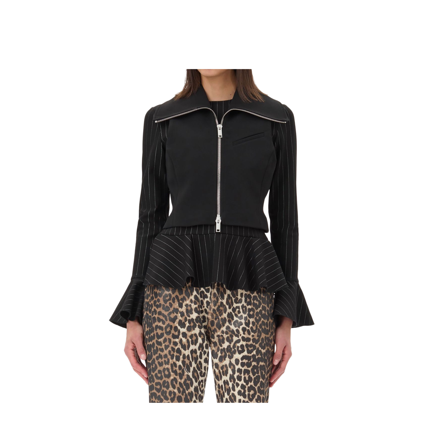 Black Recycled Polyester Crepe Texture Sweater - Image 2