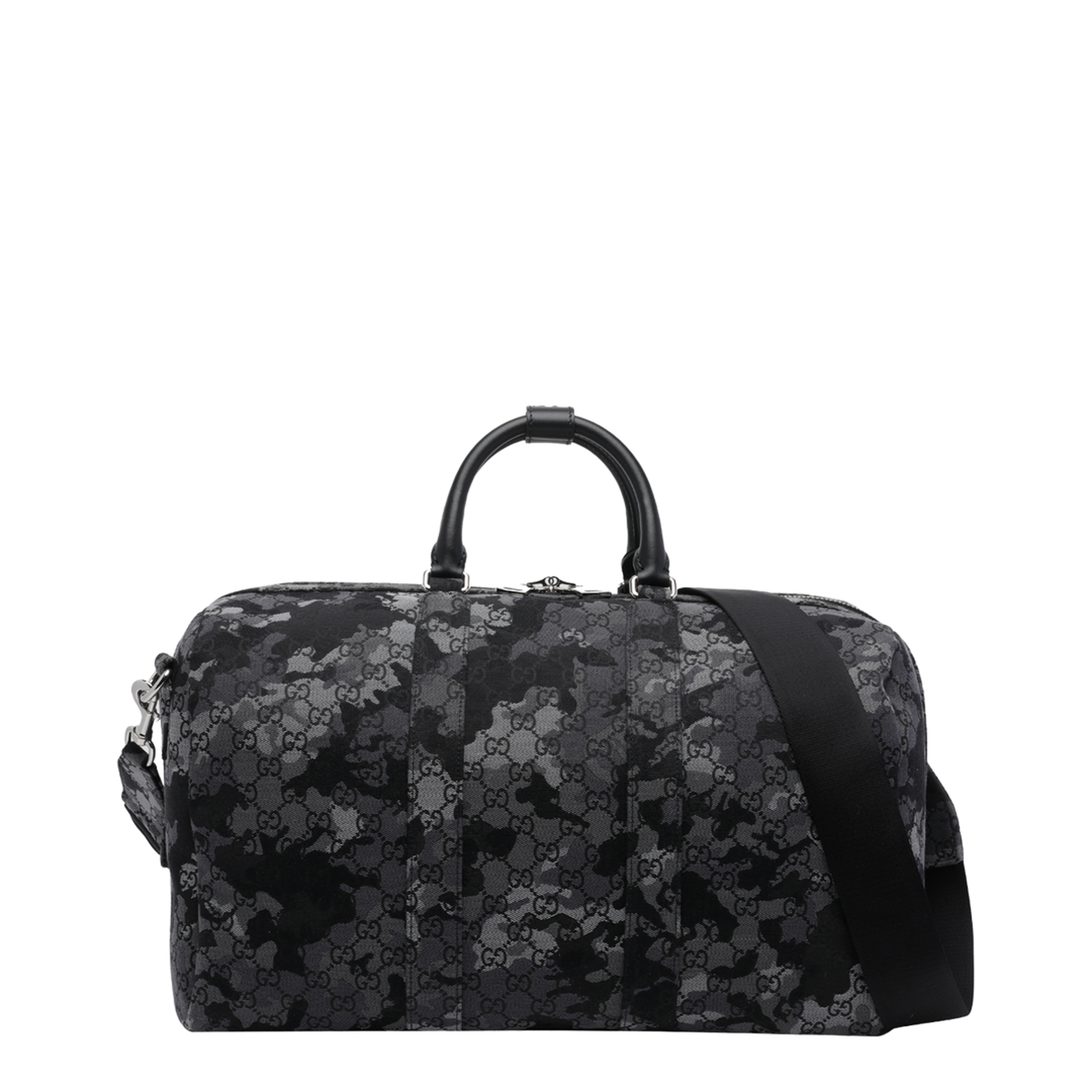 GG Canvas Large Canvas Duffle Bag - Black/Grey camouflage - Image 1