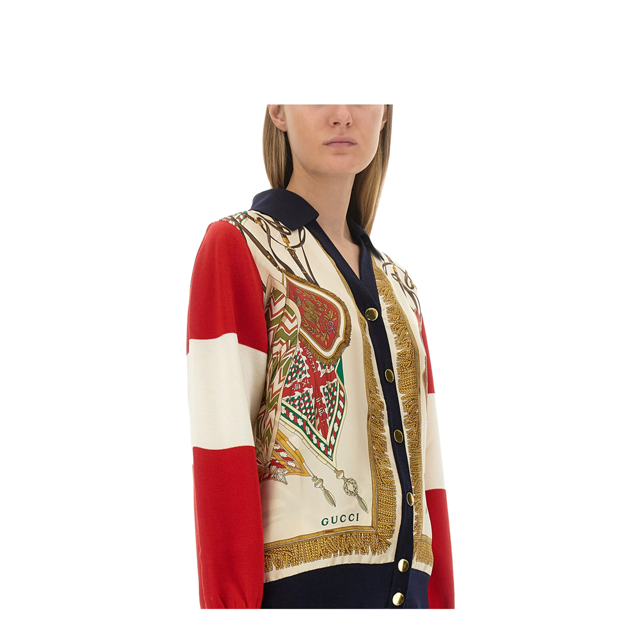 Extra Fine Wool Cardigan with Print - Image 4