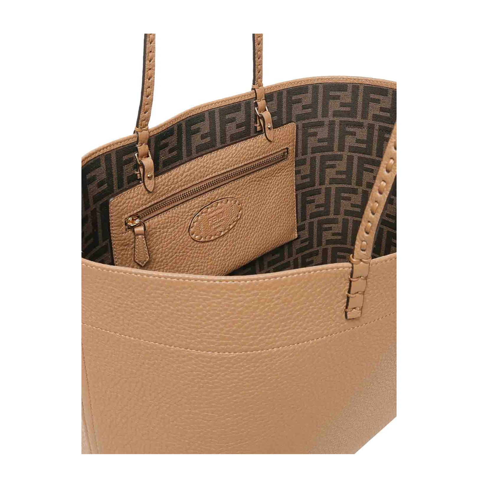 Roll Medium Leather Tote Bags - Brown - Image 4