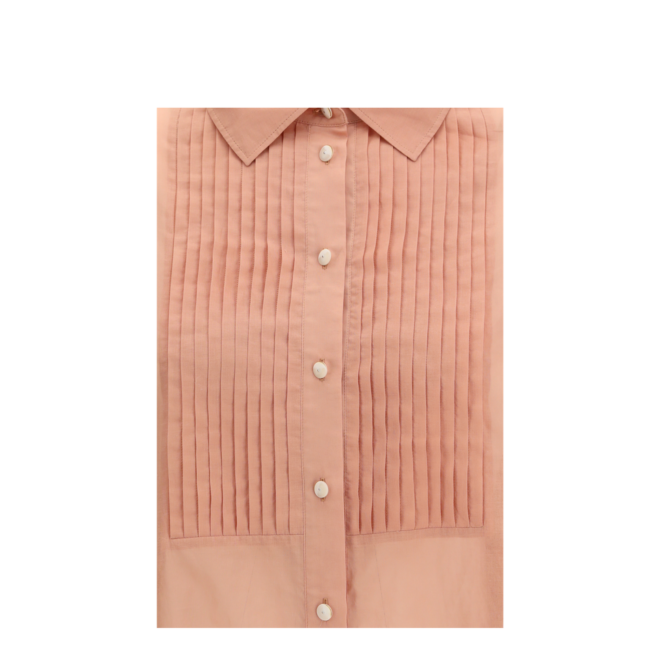 Oversized Shirt in Cotton with Pleated Bib - Image 3