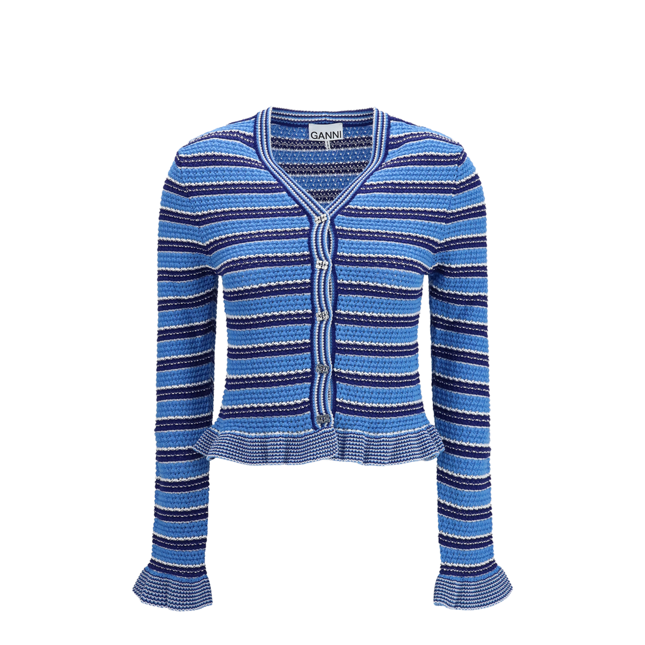 Striped Cotton Cardigan - Image 1