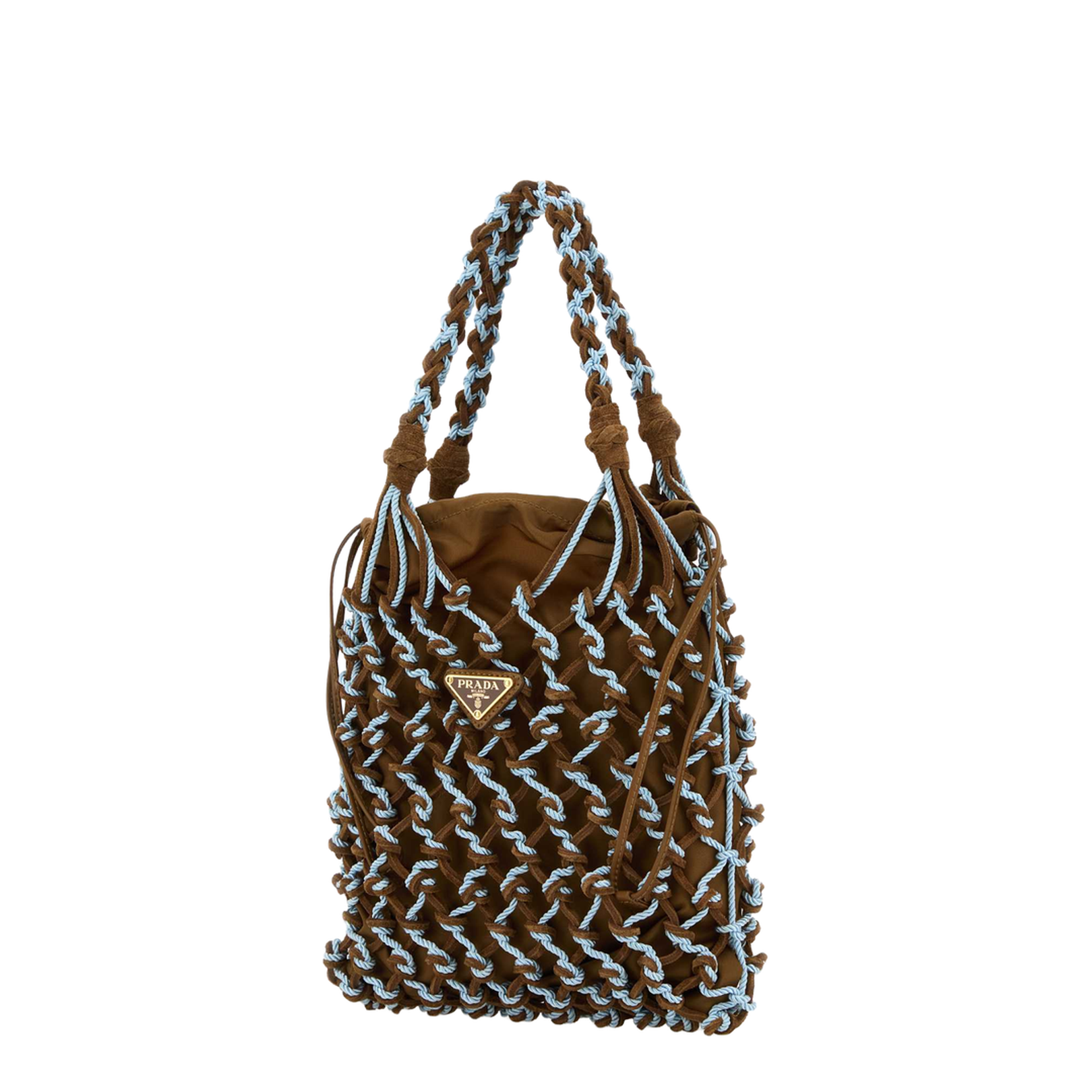 Noué Small Macramé And Suede Bag - Image 2