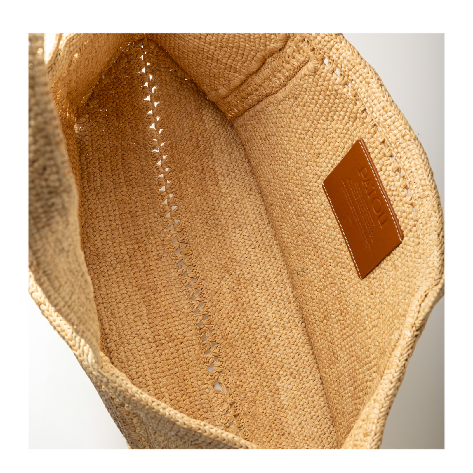 Large JP Monogram Trapeze Tote Bag in Raffia - Vanilla - Image 5