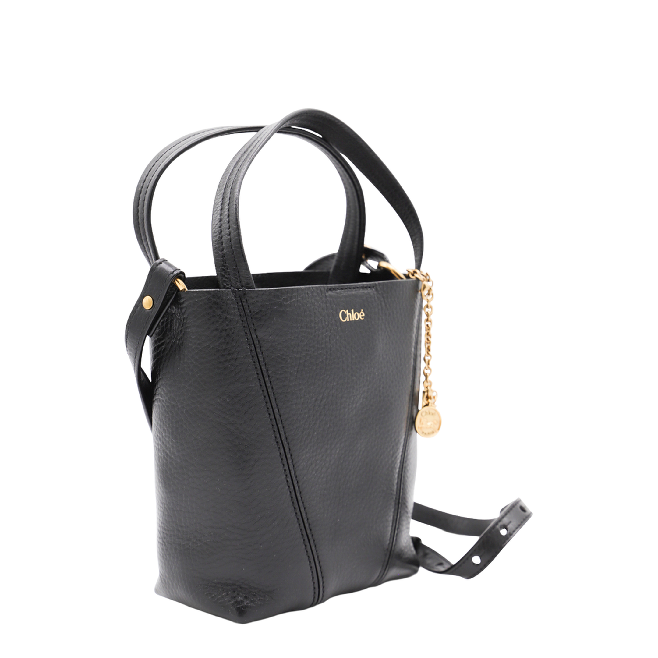 Small Spin Tote Bag in Grained Leather - Image 3