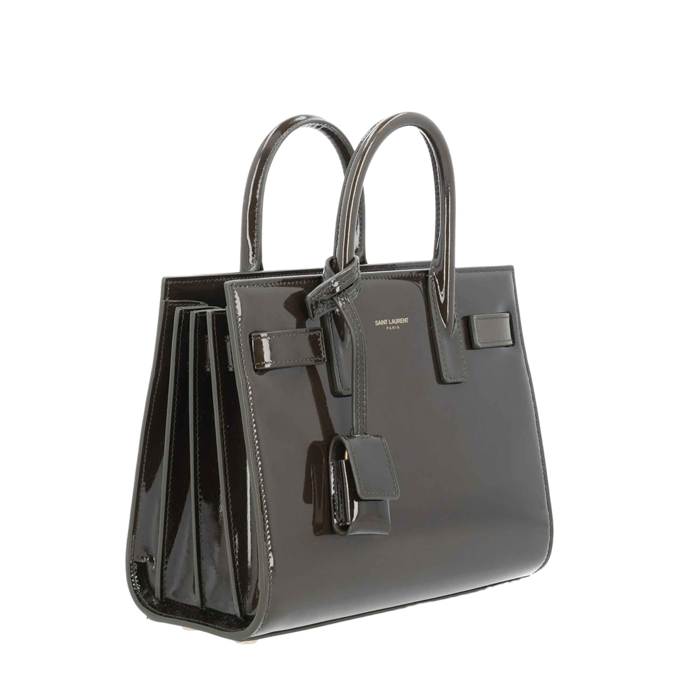 Sac De Jour Nano Patent Calf Leather Top Handle Bag - Green - Image 7