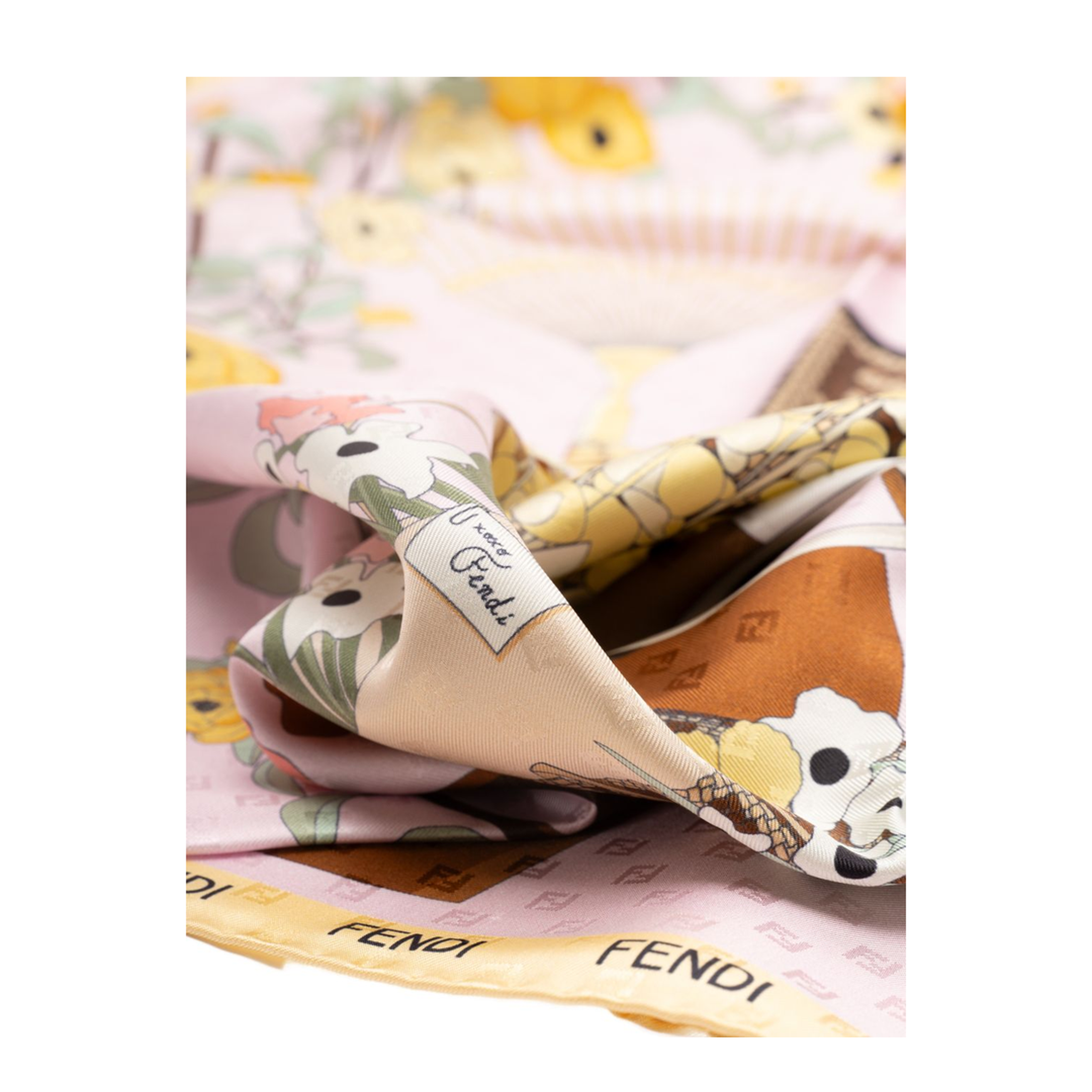 Gardening Pink Multicoloured Silk Foulard - Image 5