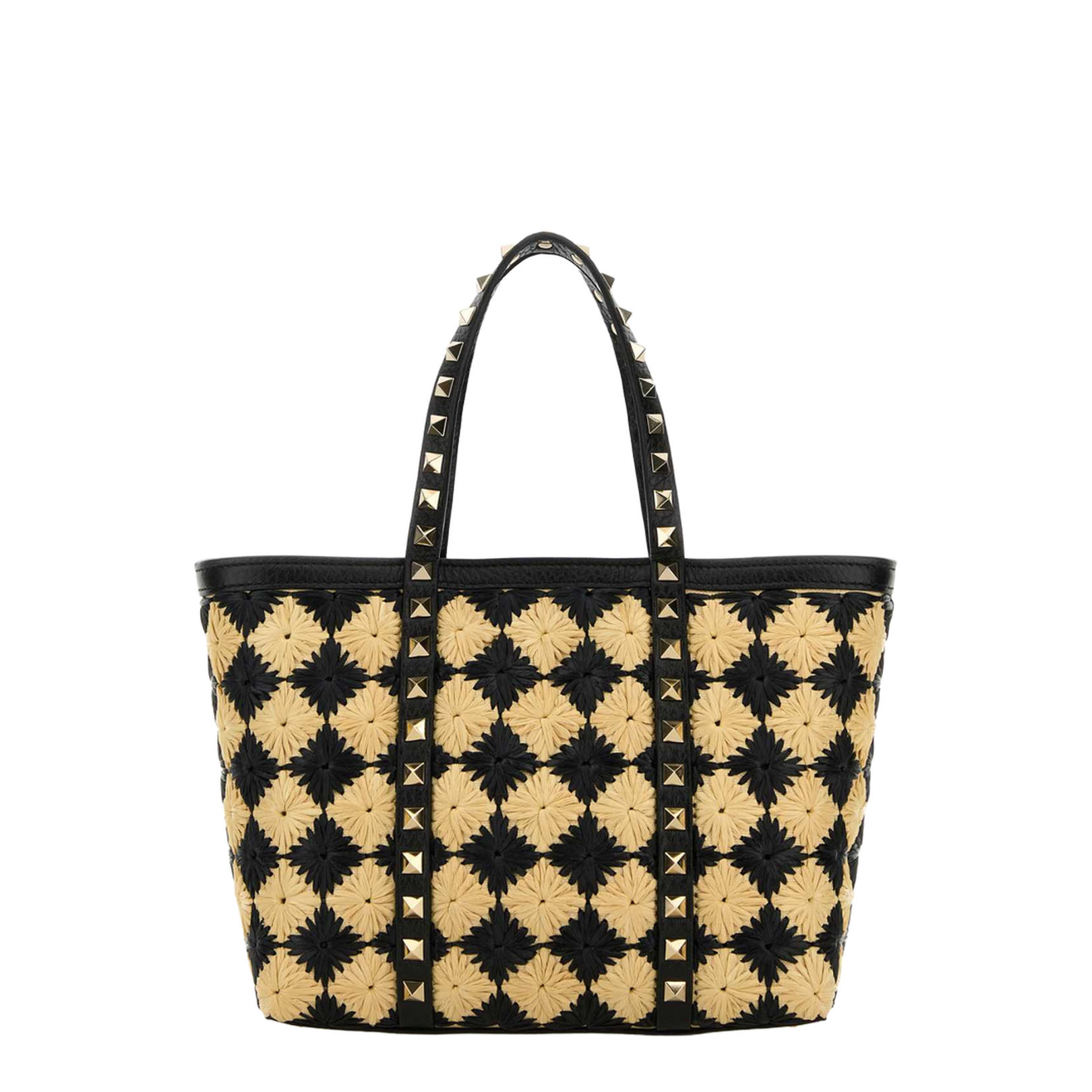 Embroidered Raffia Mini Rockstud Handbag - Image 1