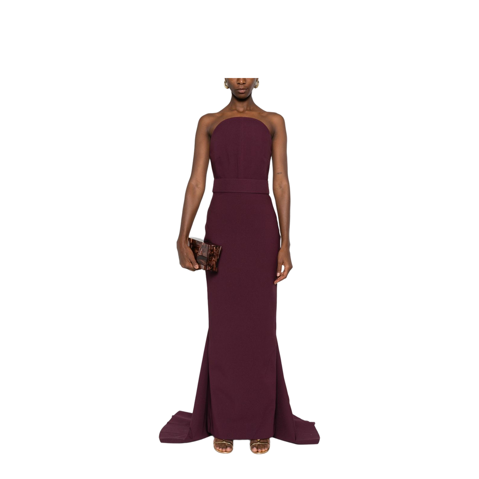 Burgundy Strapless Neckline Straight Skirt - Image 2