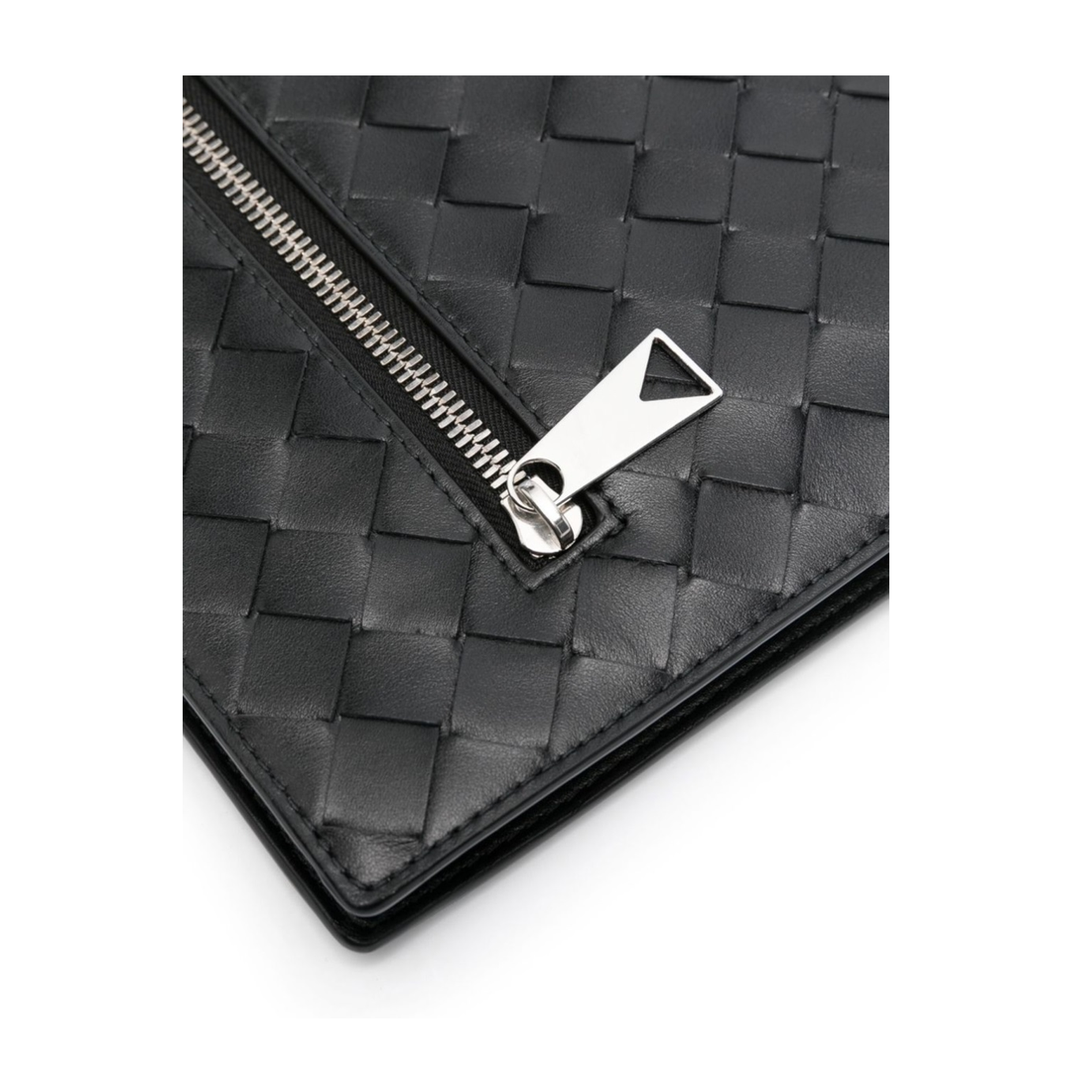 Intrecciato Leather Pouch - Black - Image 7