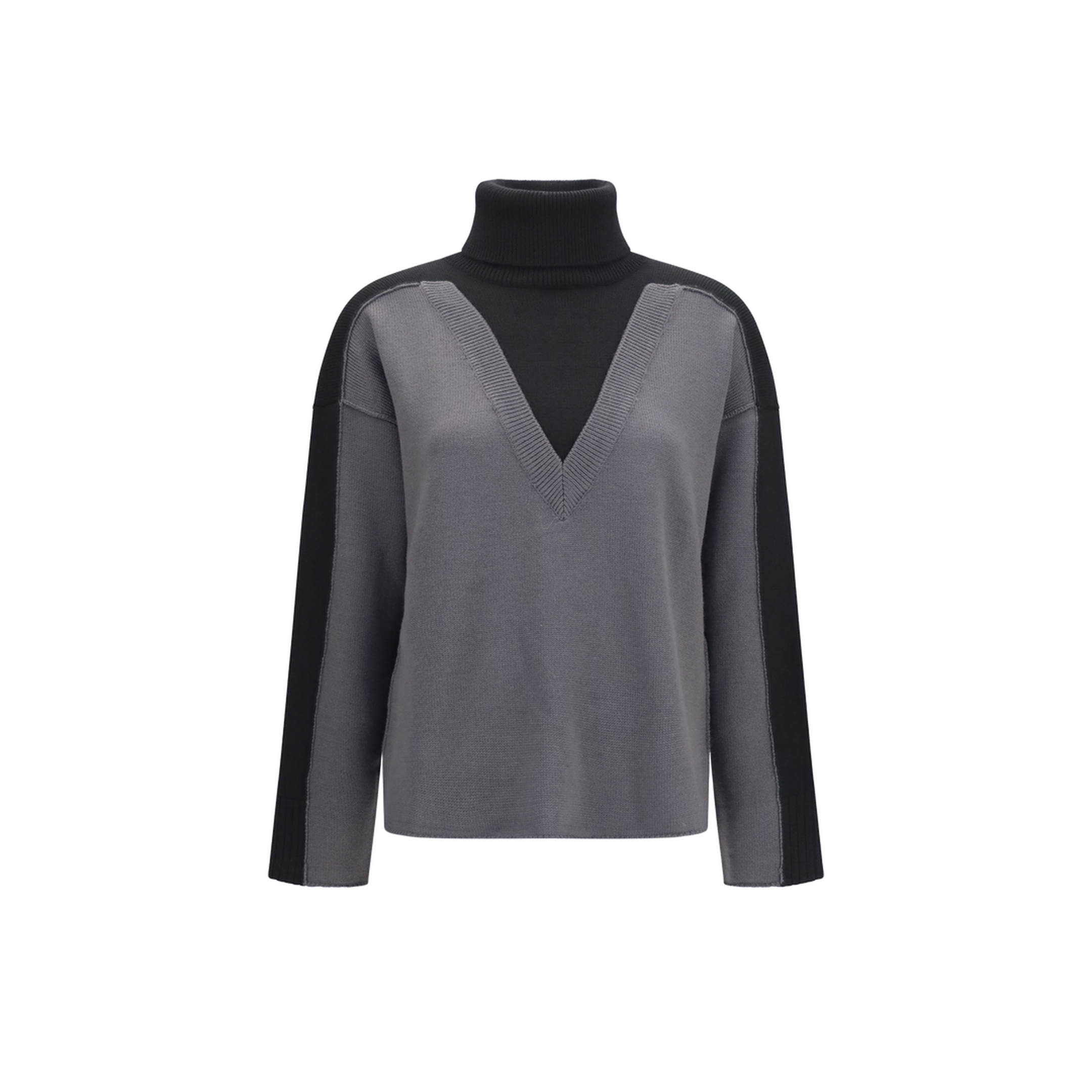 Two-tone High-neck Sweater - Image 1