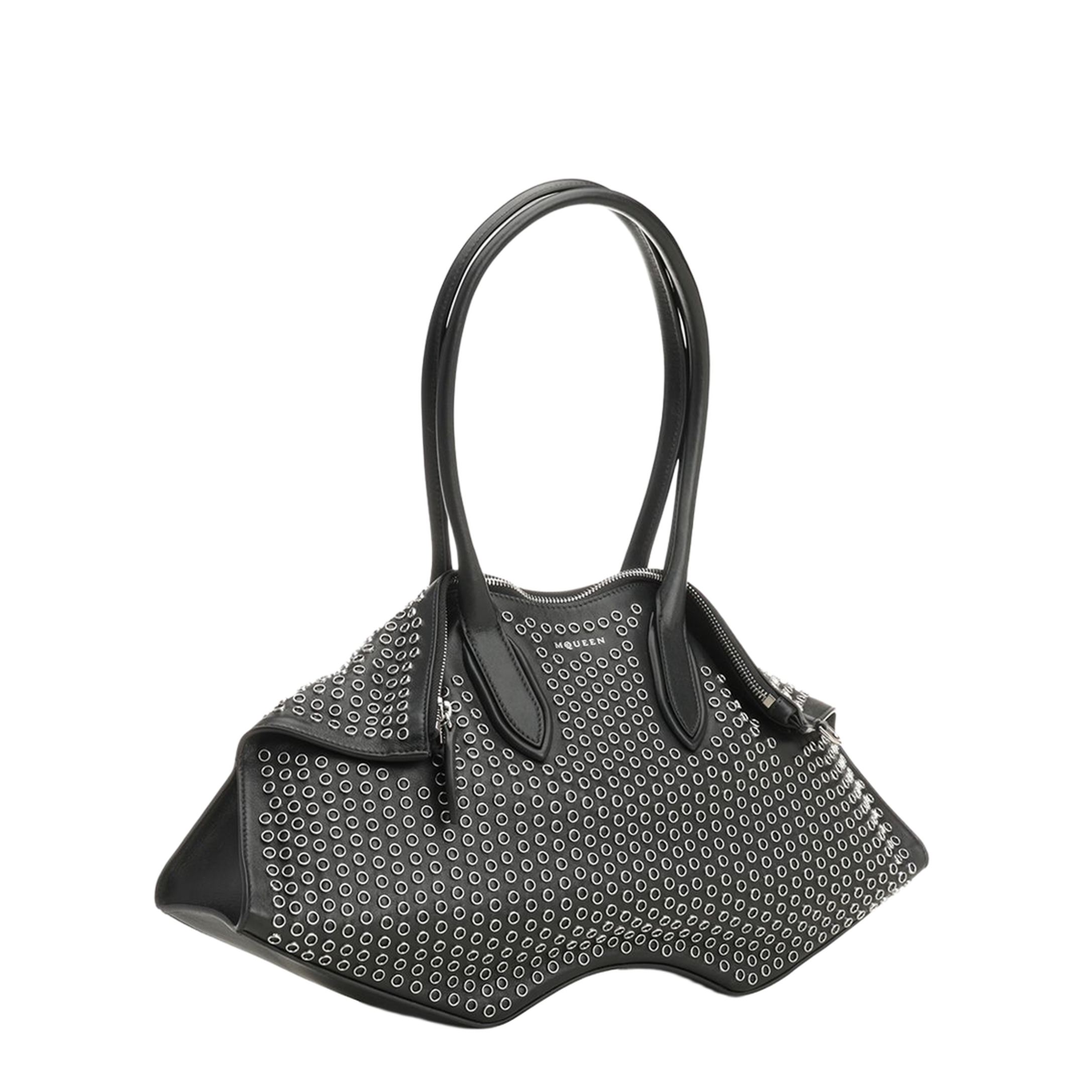 Manta Medium Calf Leather Shoulder Bag - Black - Image 5