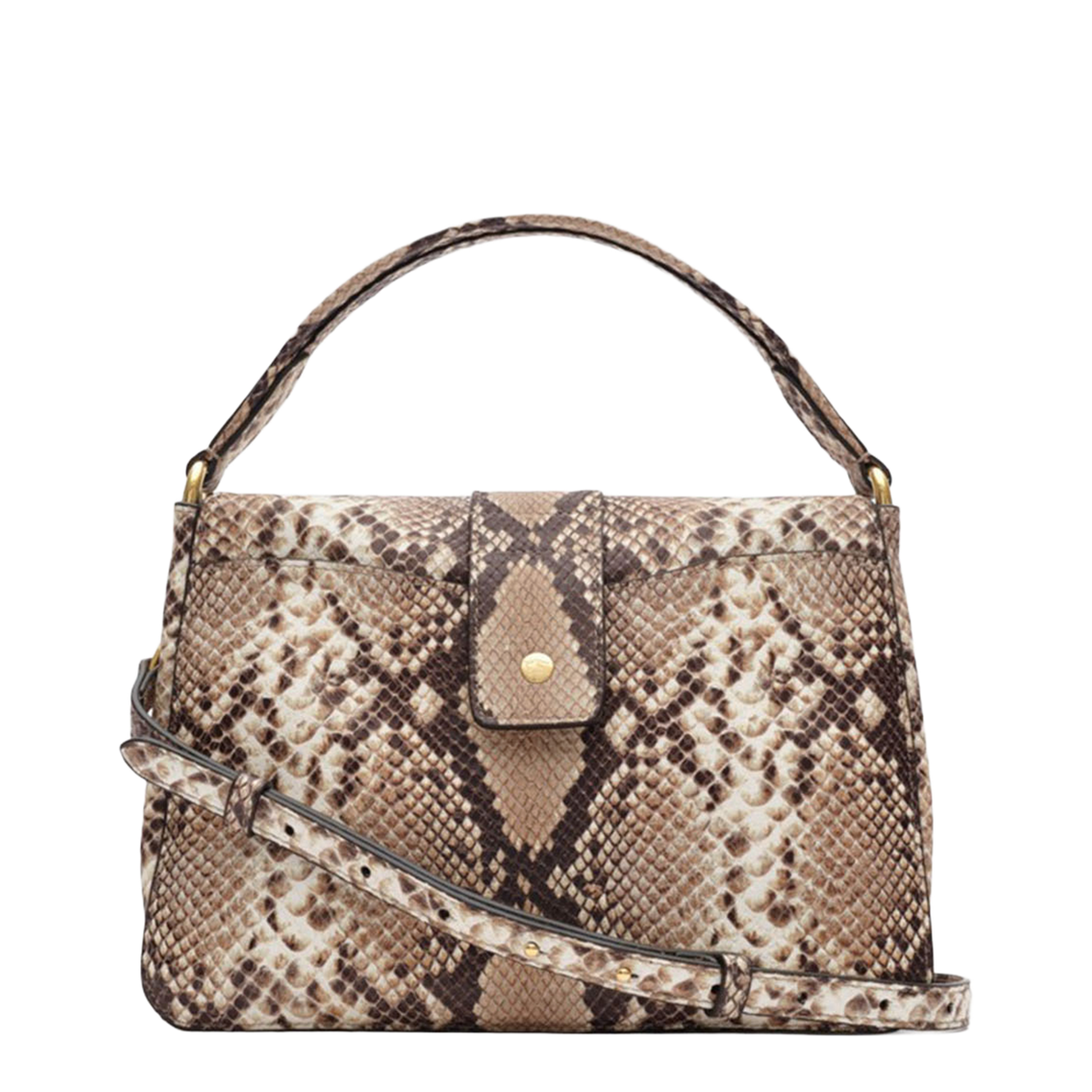Rider Small Calfskin Shoulder Bag - Natural Beige/Dark Brown - Image 3