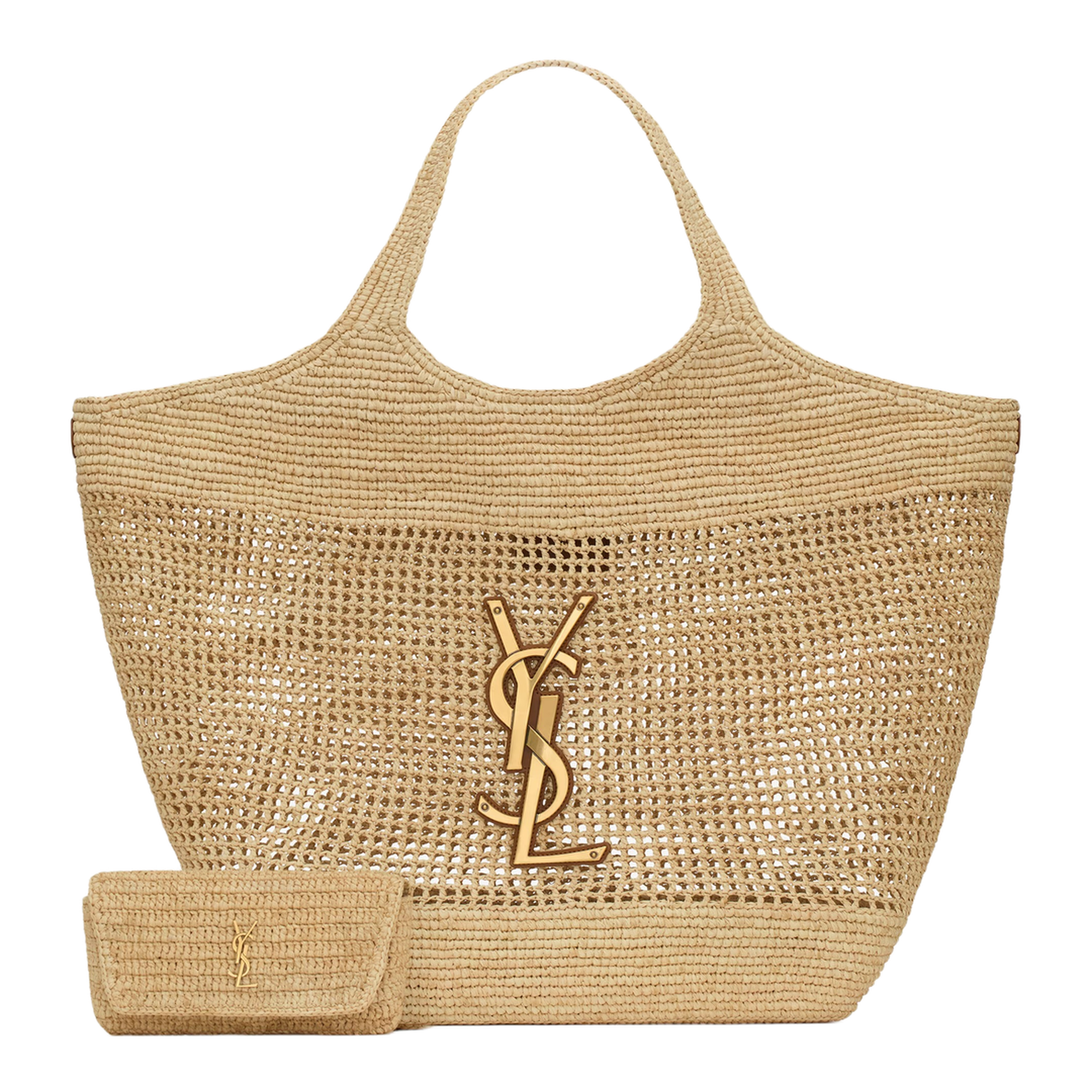 Icare Maxi Raffia Shopping Bag - Naturel and Brown Gold - Image 4