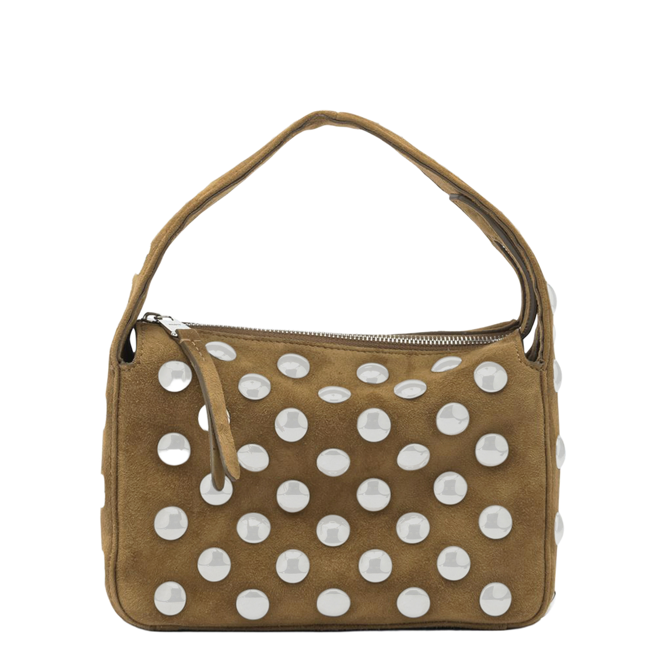 Elena Small Calfskin Suede Shoulder Bag - Mud - Image 1