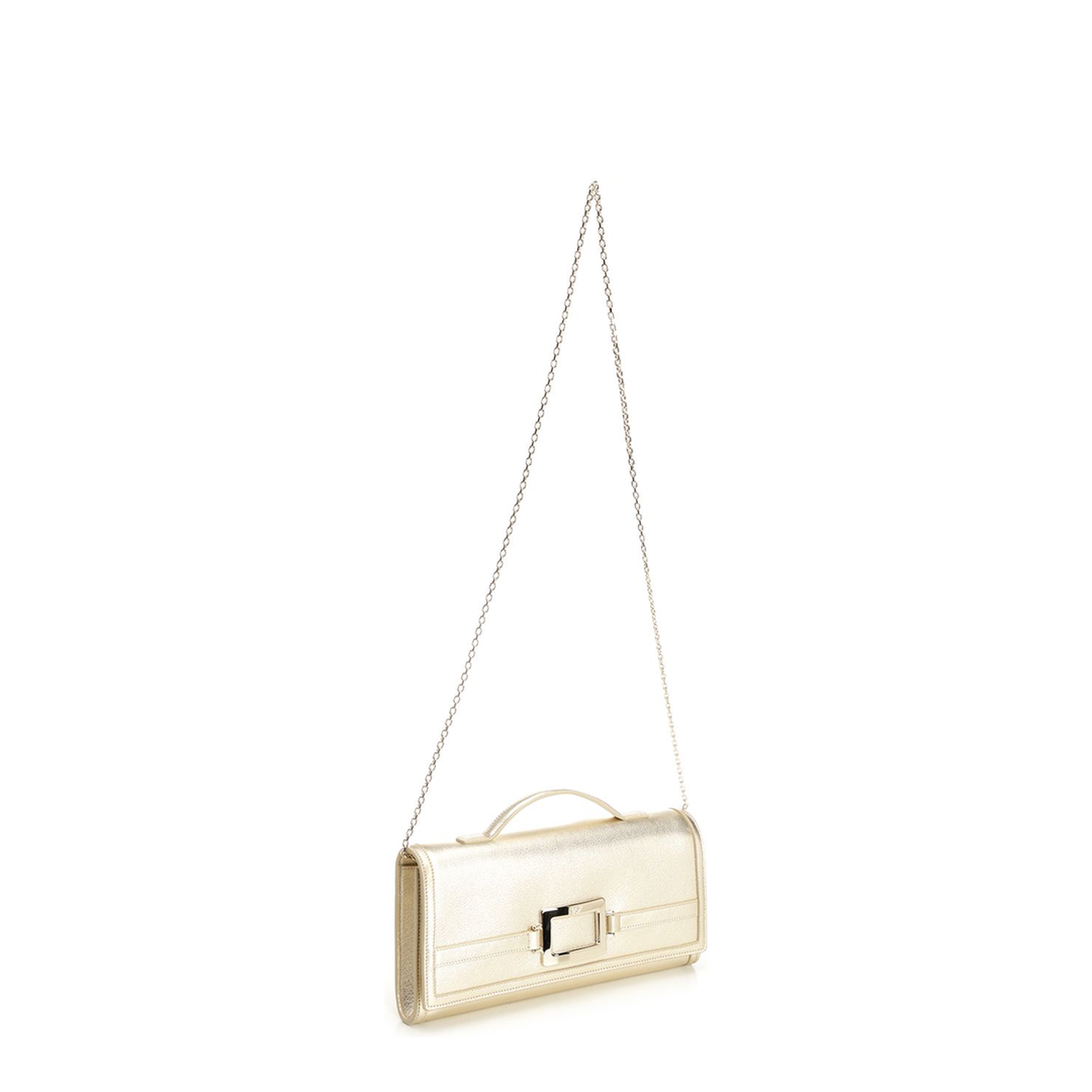 Belle Chain Leather Clutch - Gold - Image 1