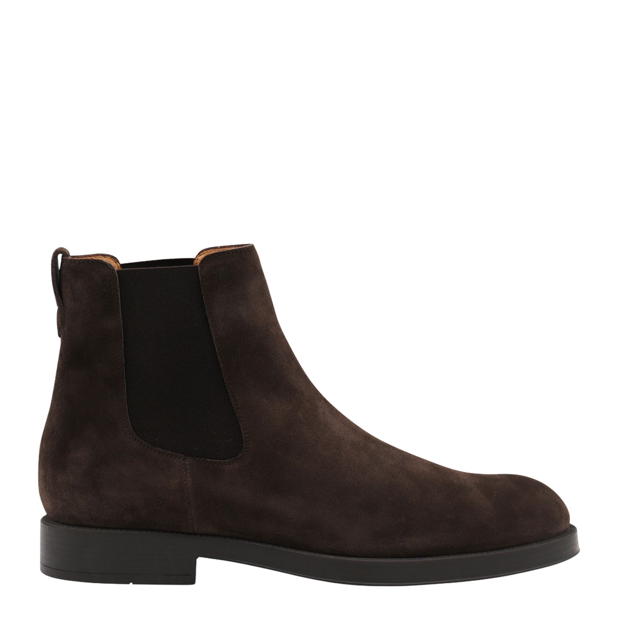 Coffee Brown Elasticated Side Panels Low Stacked Heel Round Toe - Image 2