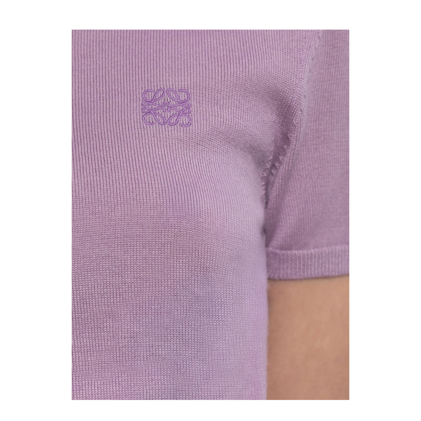 Short Sleeve Sweater in Cotton Blend White - Image 2