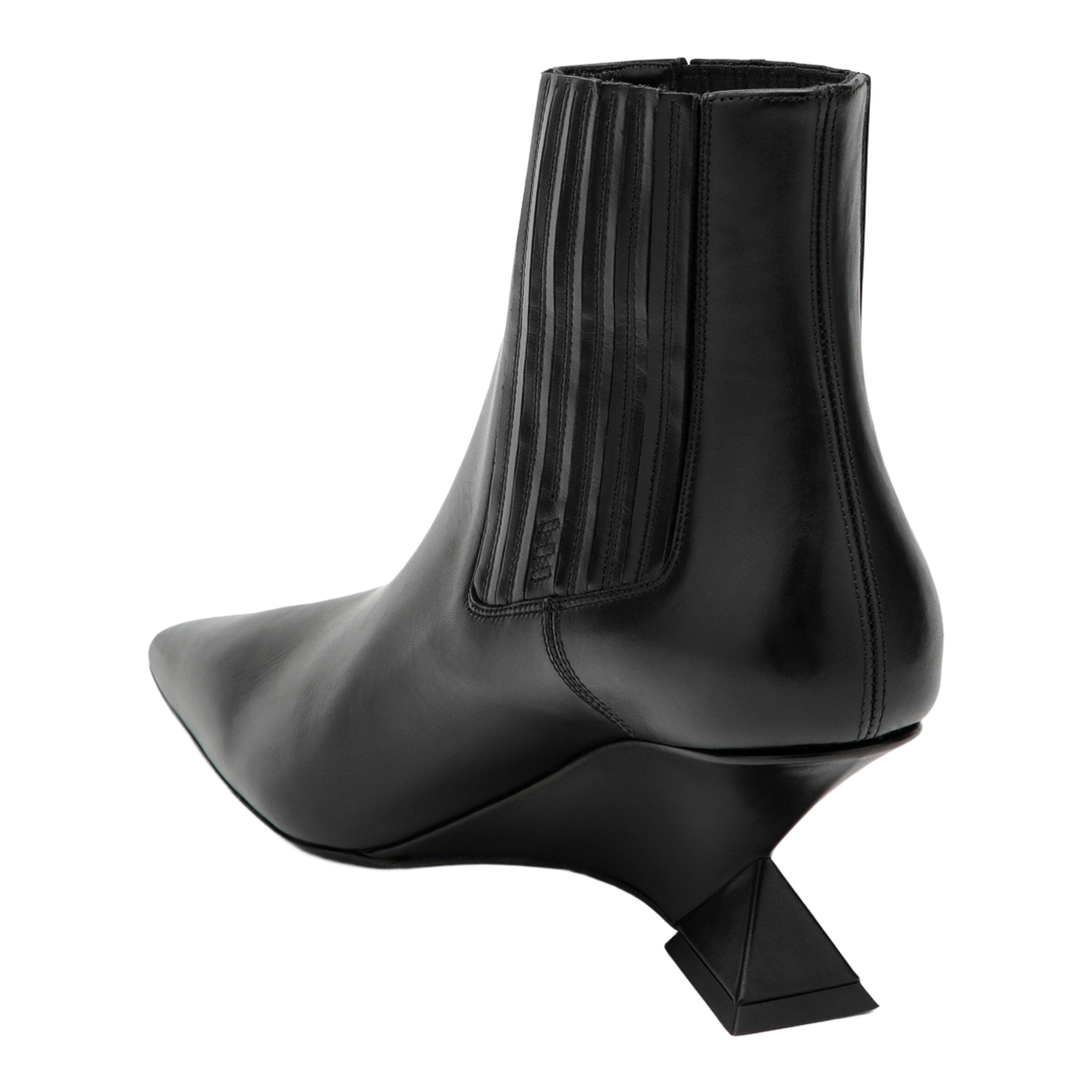 Cheope Wedge-Hell Ankle Boots in Black Calfskin - Image 2