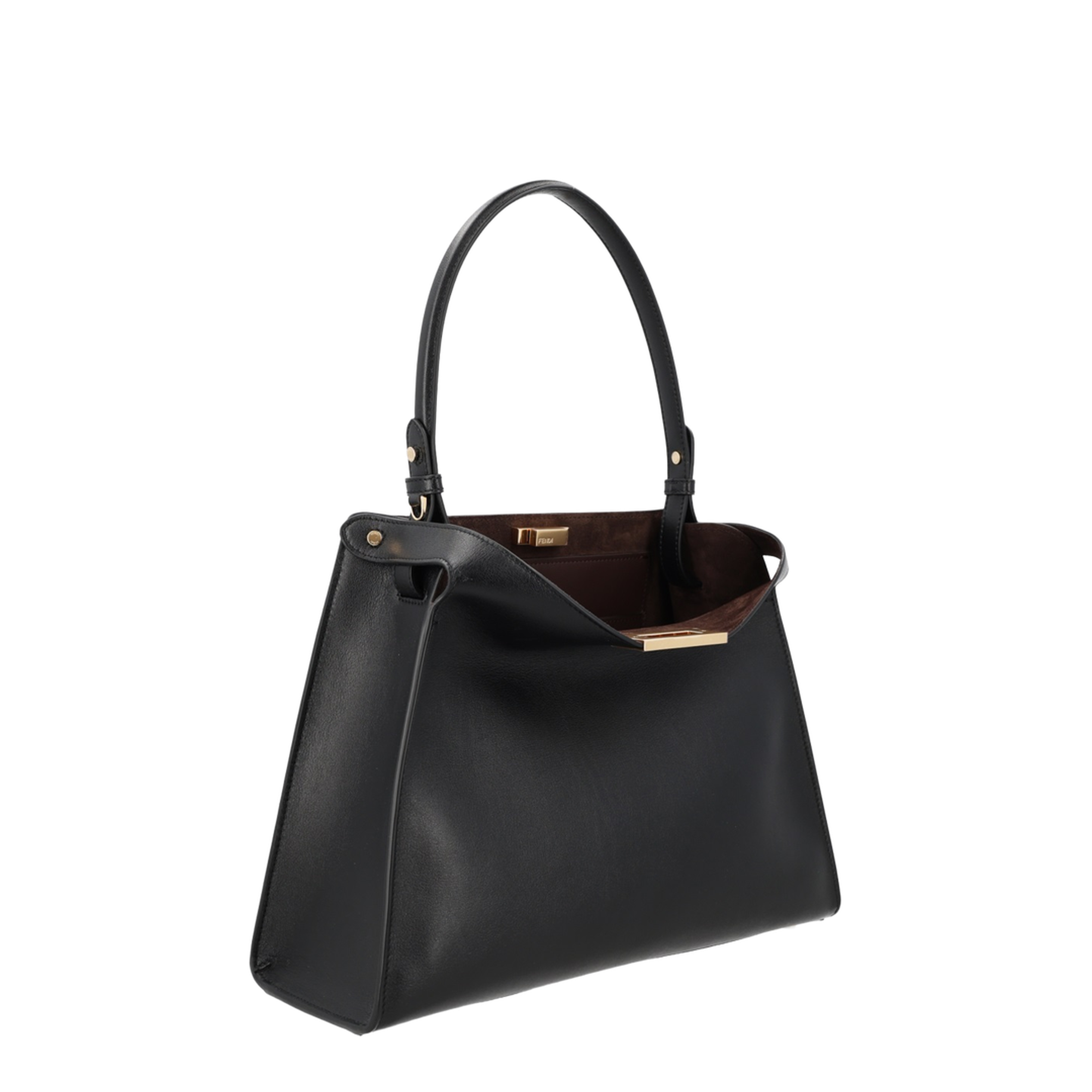 Way Medium Calf Leather with Suede Top-Handle Bag - Black / Chocolate - Image 4