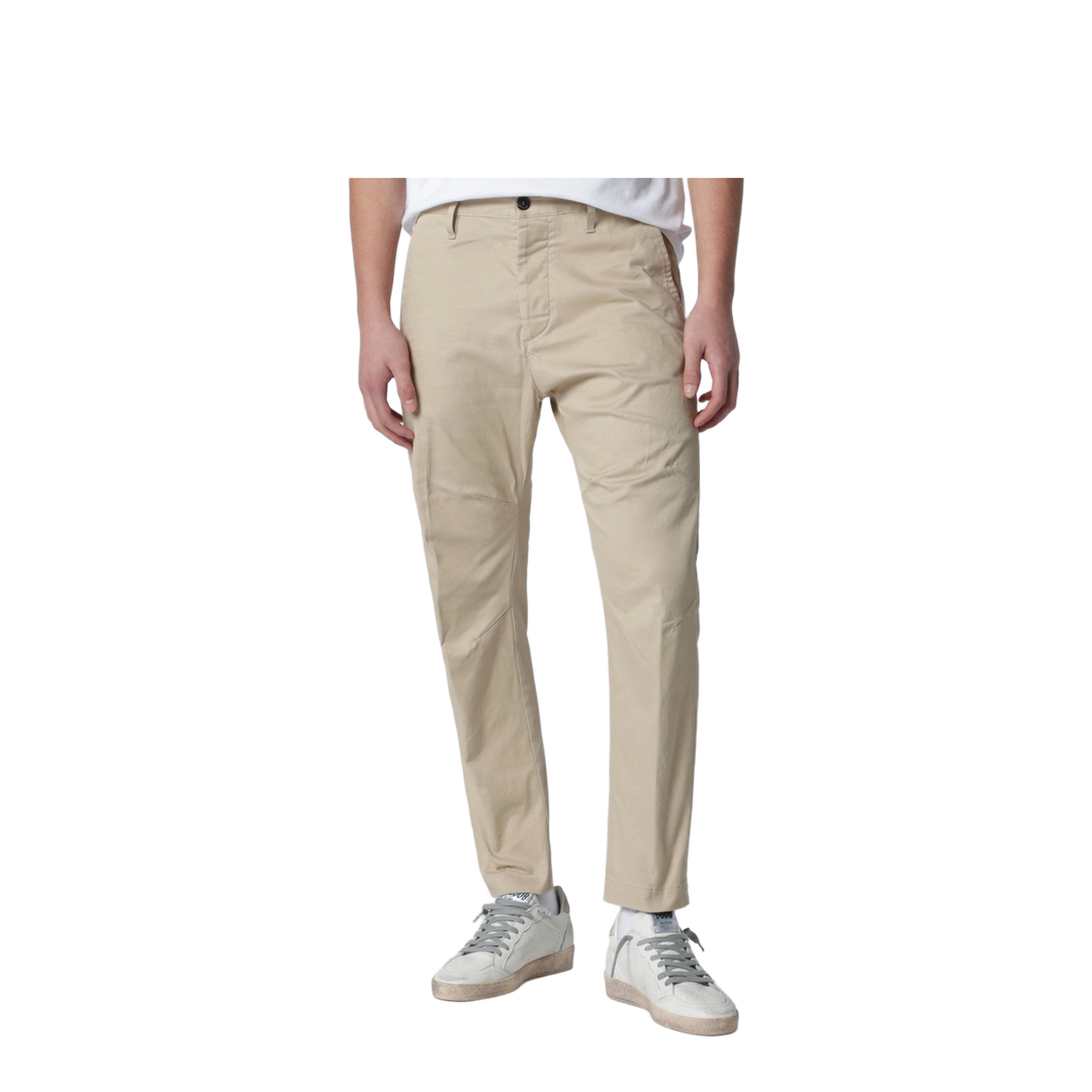 Beige Cotton-Blend Trousers - Image 1