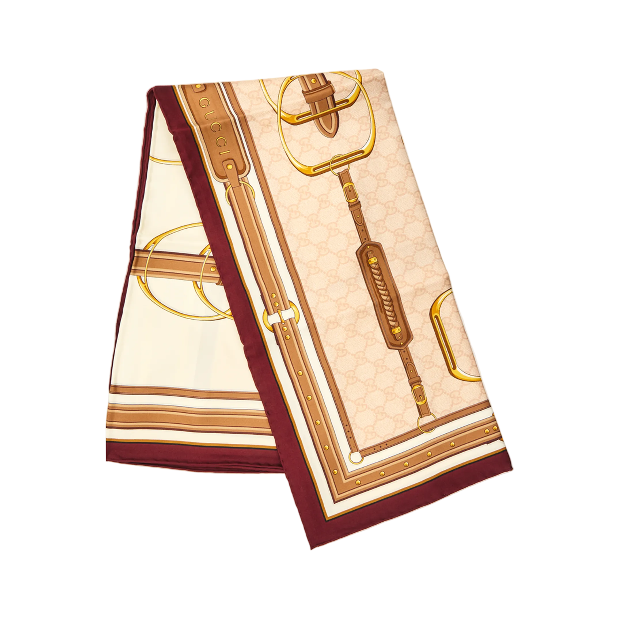Printed Silk Twill Carré in Beige - Image 2