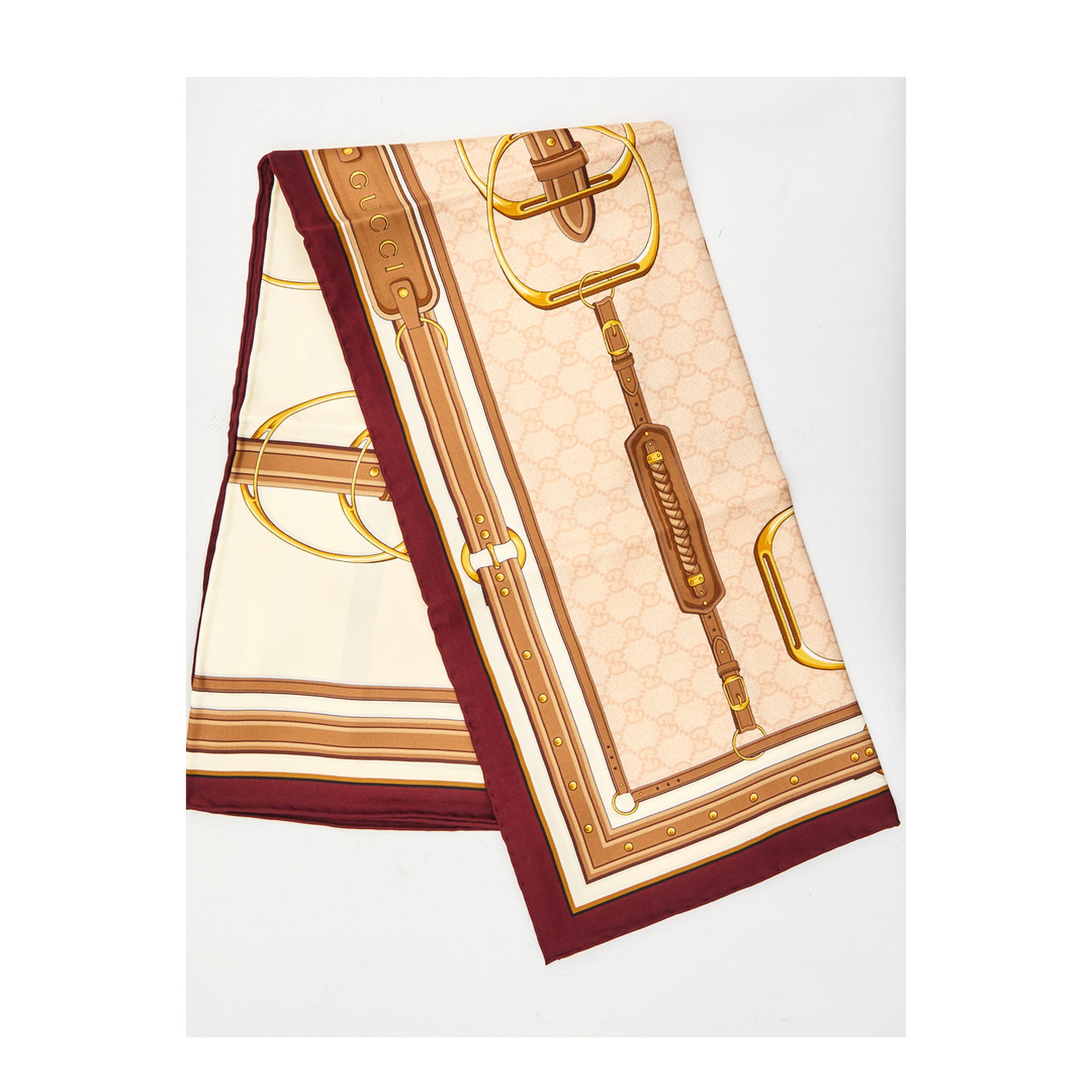 Printed Silk Twill Carré in Beige - Image 2