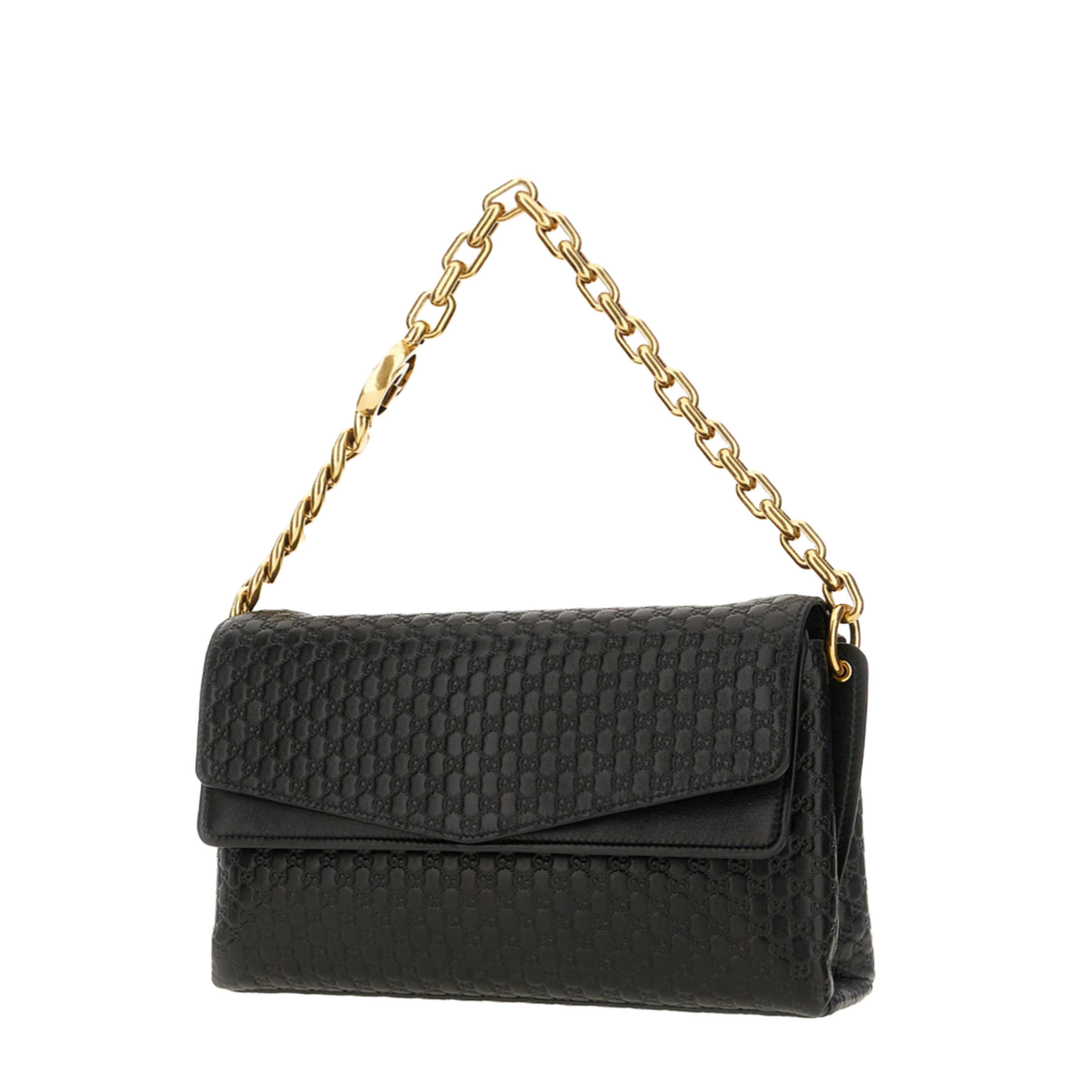 GG Medium Embossed GG Grainy Leather Shoulder Bag - Black - Image 2