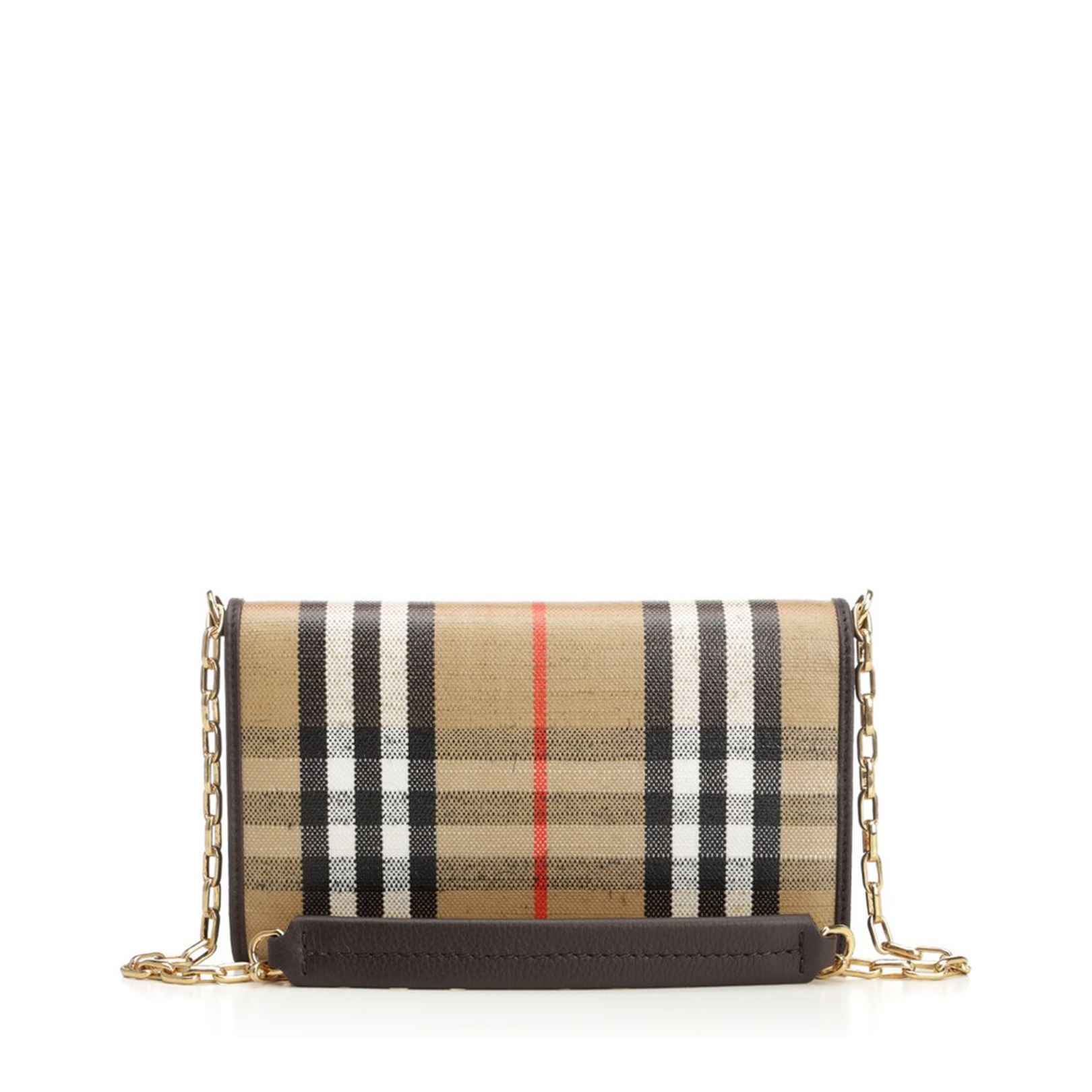 Waxed Canvas Shoulder Bag with Check Motif - Image 3