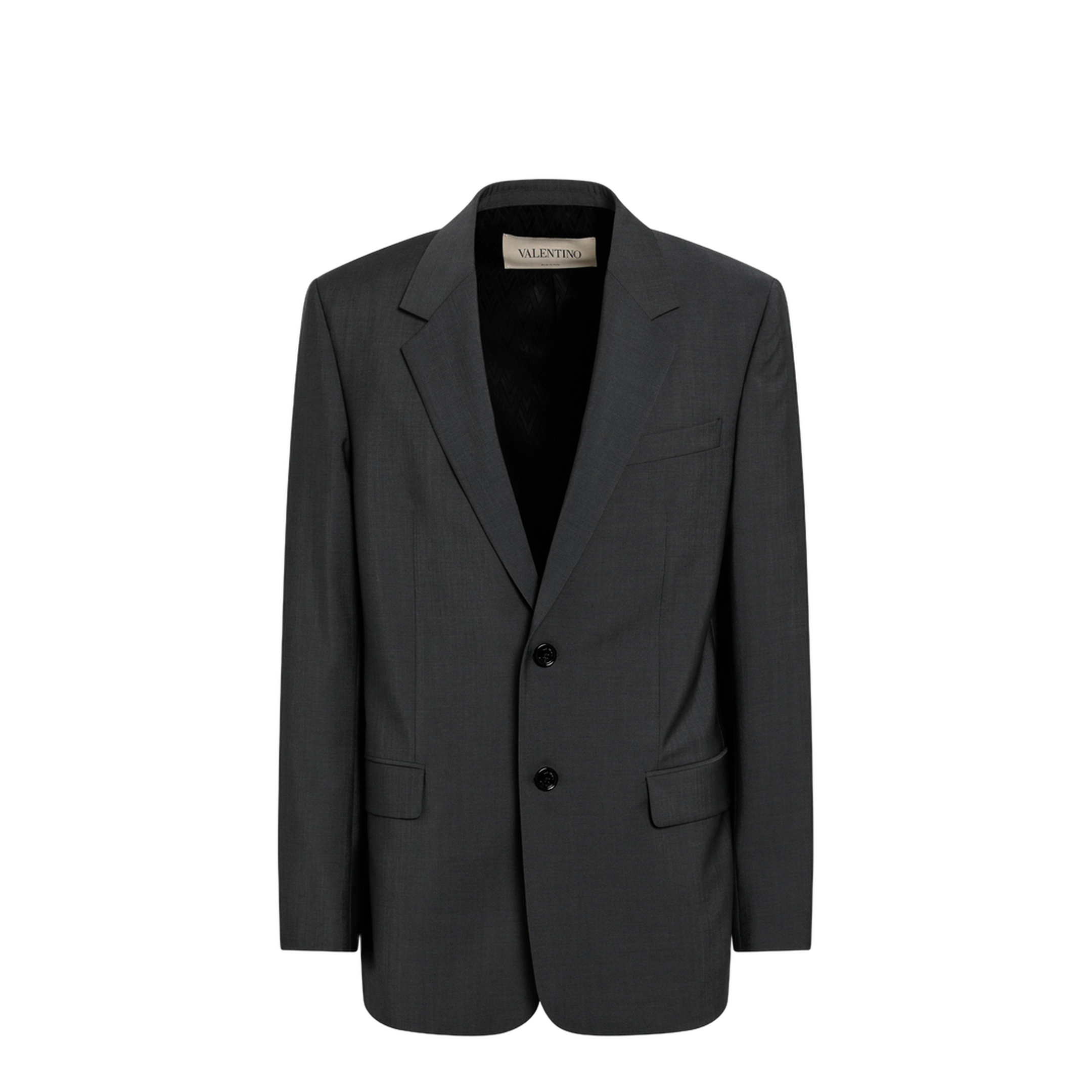 Single-breasted wool and mohair jacket in black - Image 1