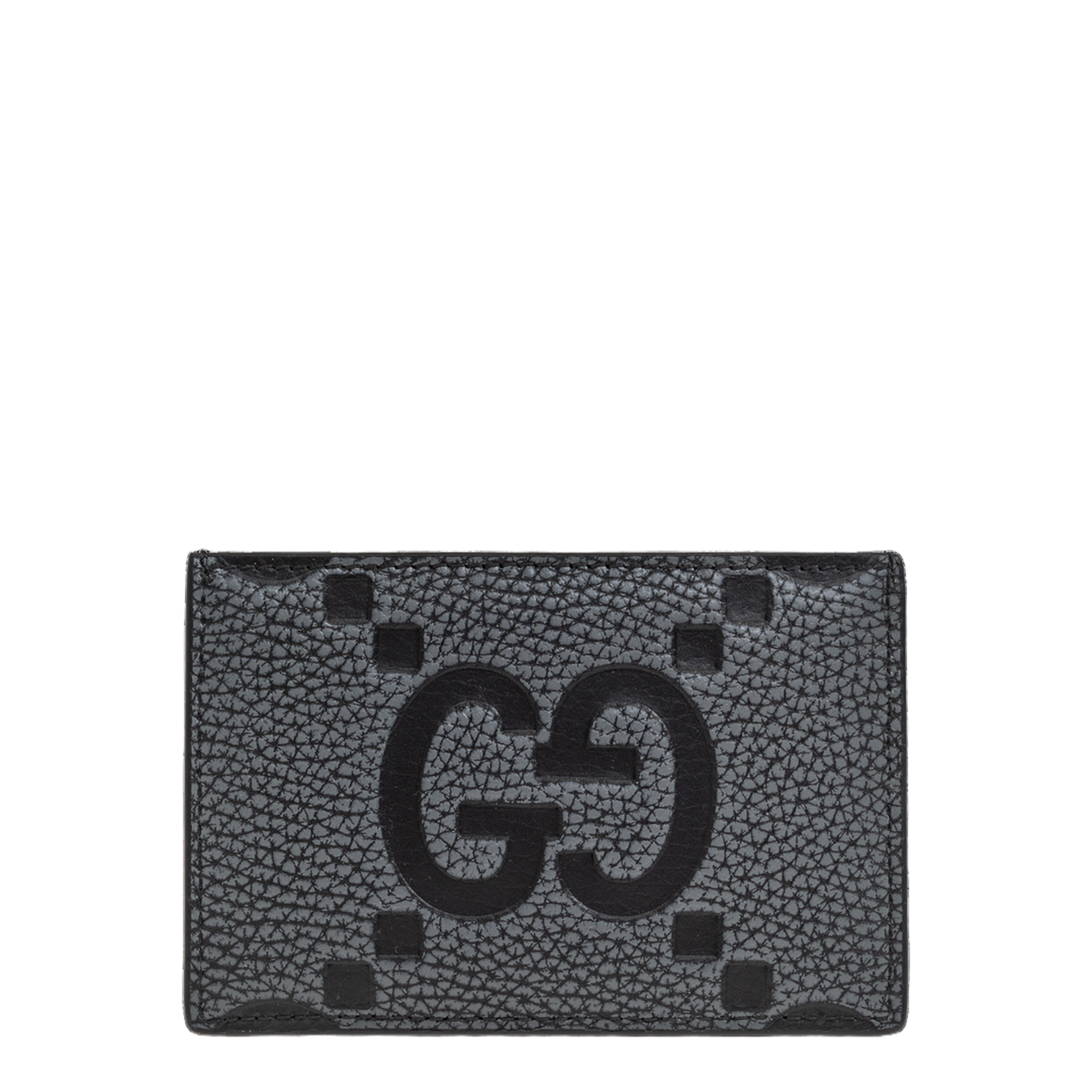 Maxi Grainy Leather Card Case - Dark Grey and Black - Image 1