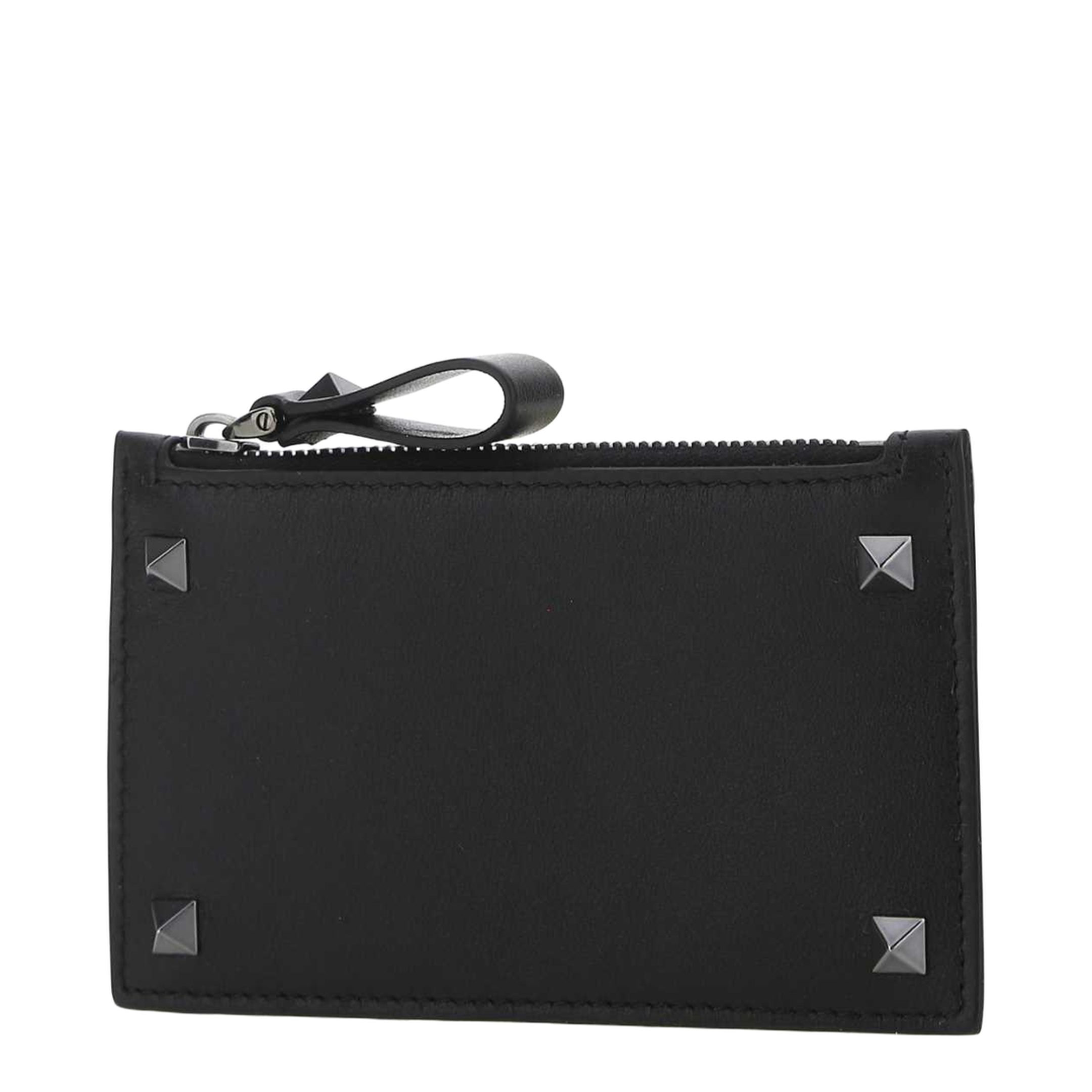 Rockstud Zip Cardholder In Black Calf Leather - Image 2