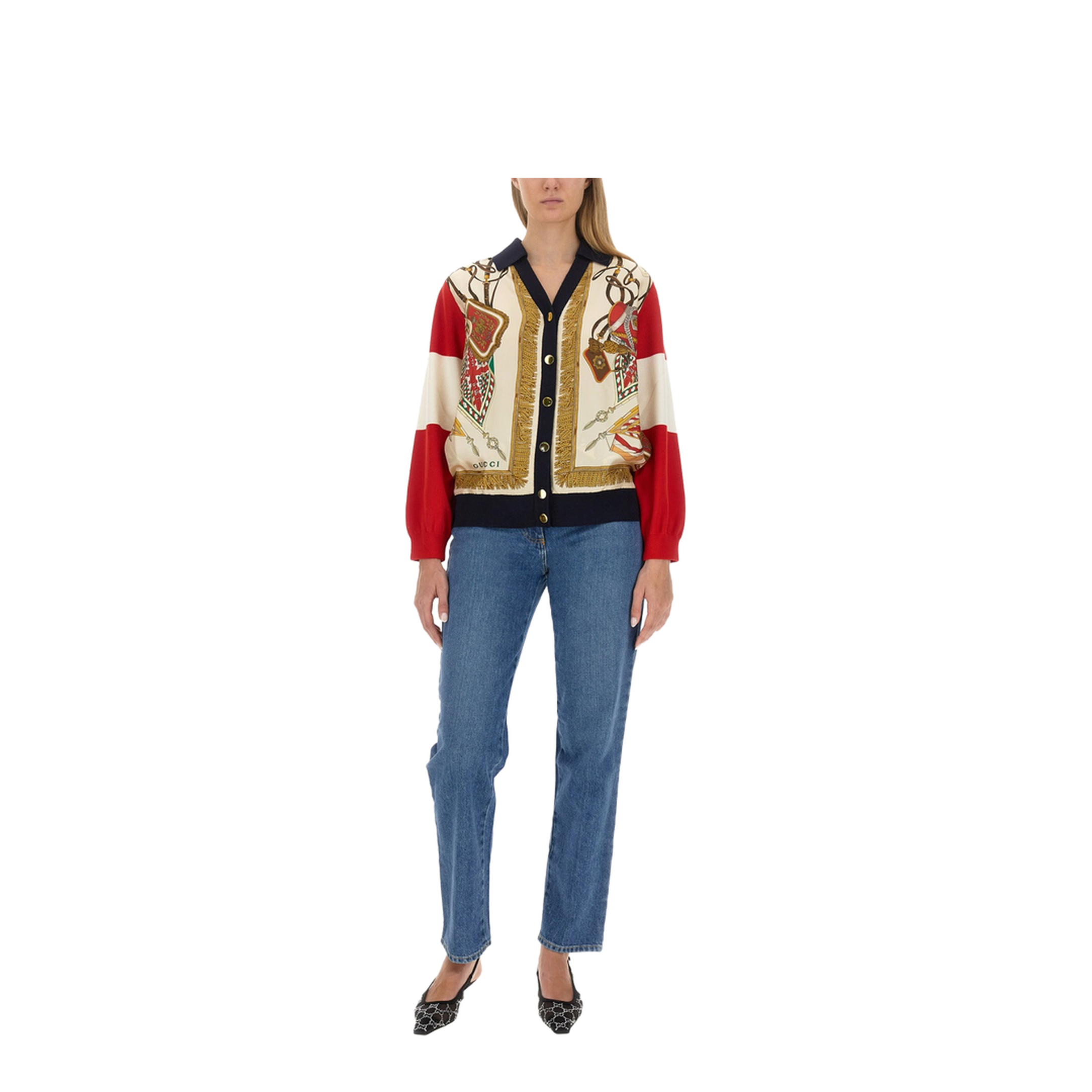 Extra Fine Wool Cardigan with Print - Image 2